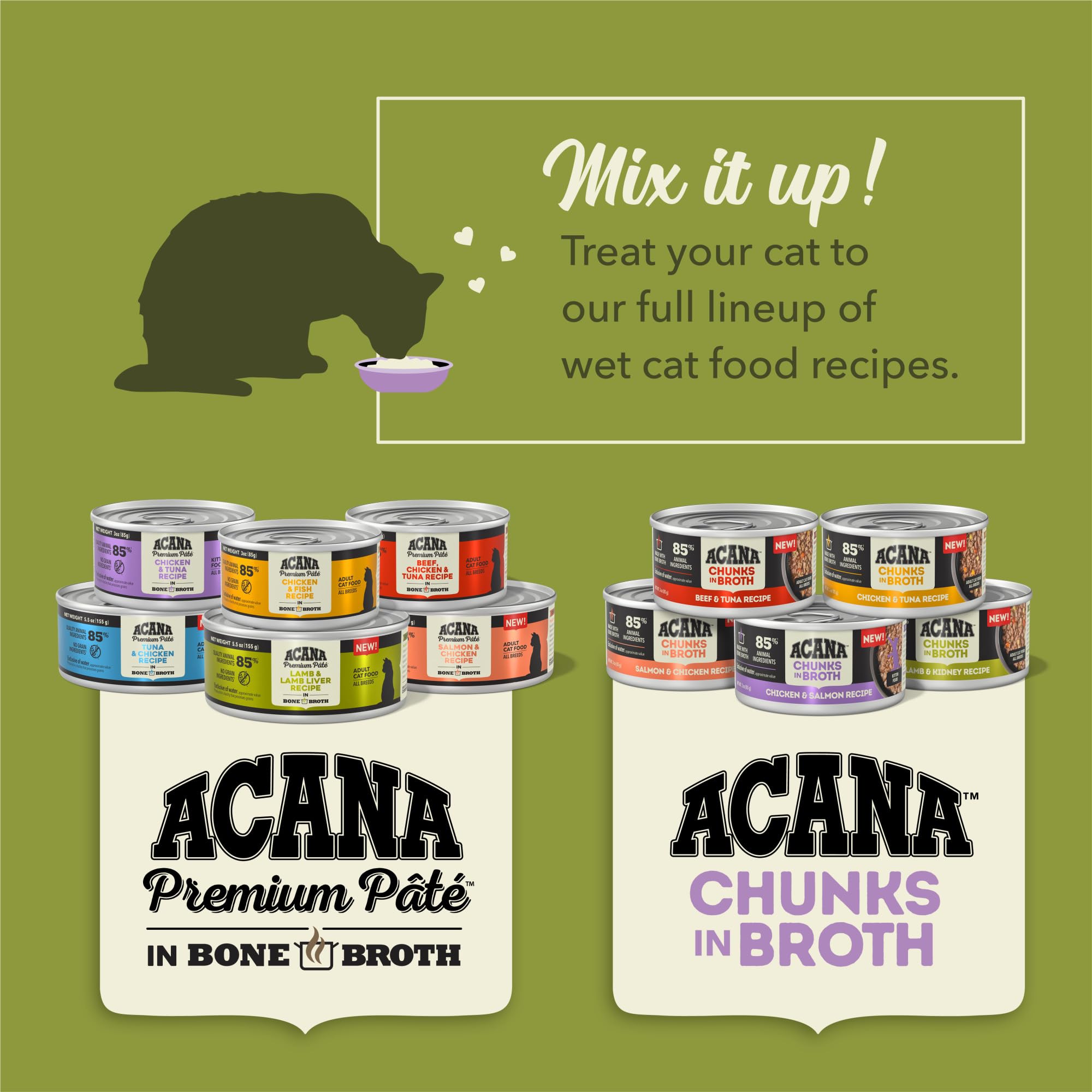 ACANA Chunks in Broth Wet Cat Food Chicken & Salmon Recipe for Kittens 5.5oz Cans (6 Count)