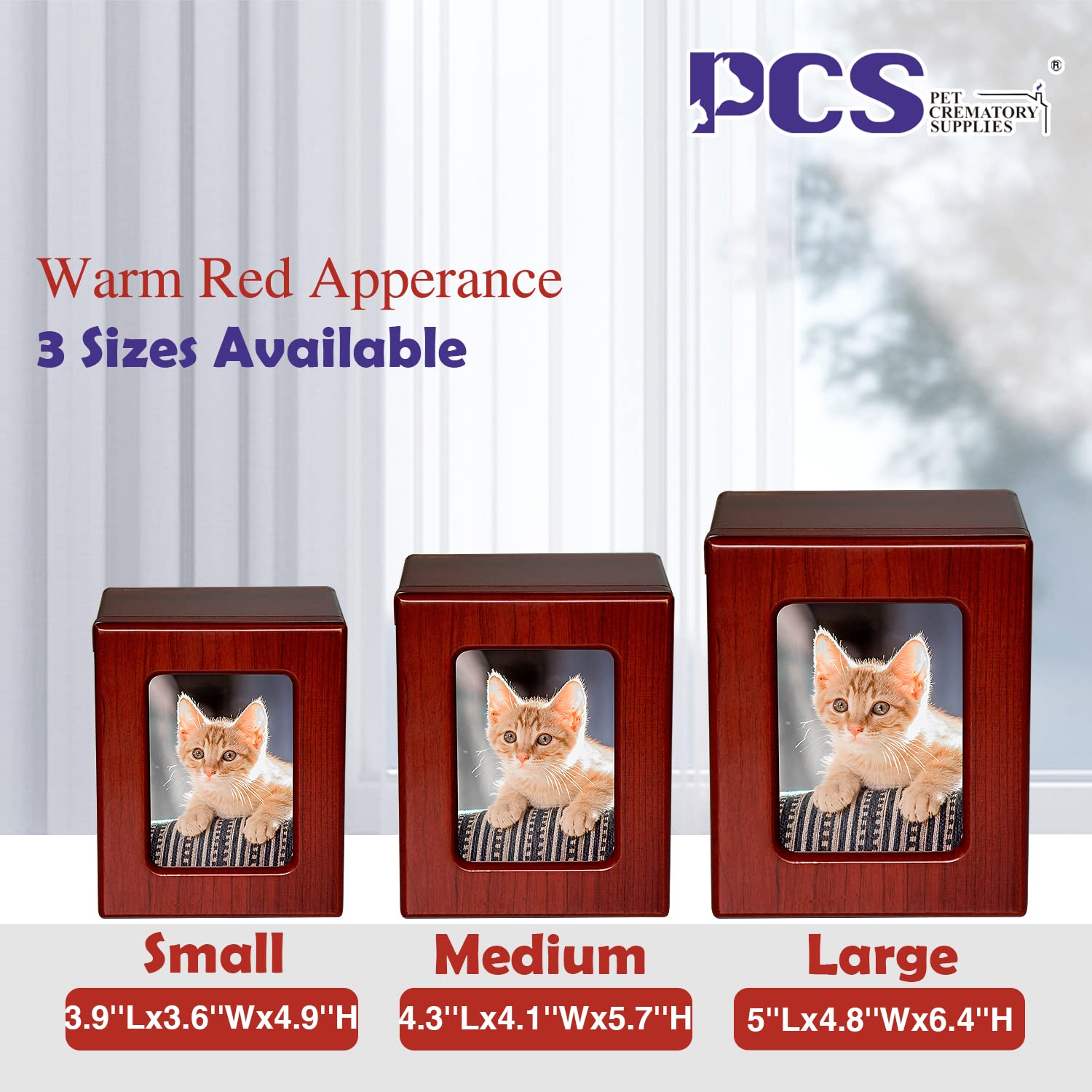 PCS Pet Urns for Cats - Red Wooden Cat Cremation Box, Small Size for Ashes