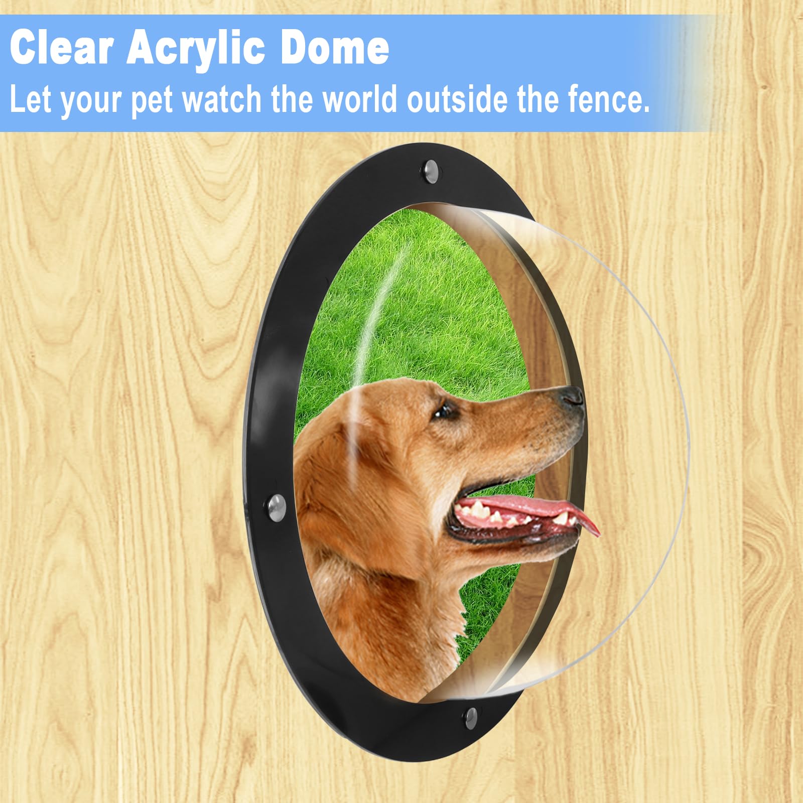 Hedday 2 Pack Dog Fence Window,12.4 In Acrylic Clear Pet Dome View Playground Doggie Wood Fence Window Bubble Peek Window For Do