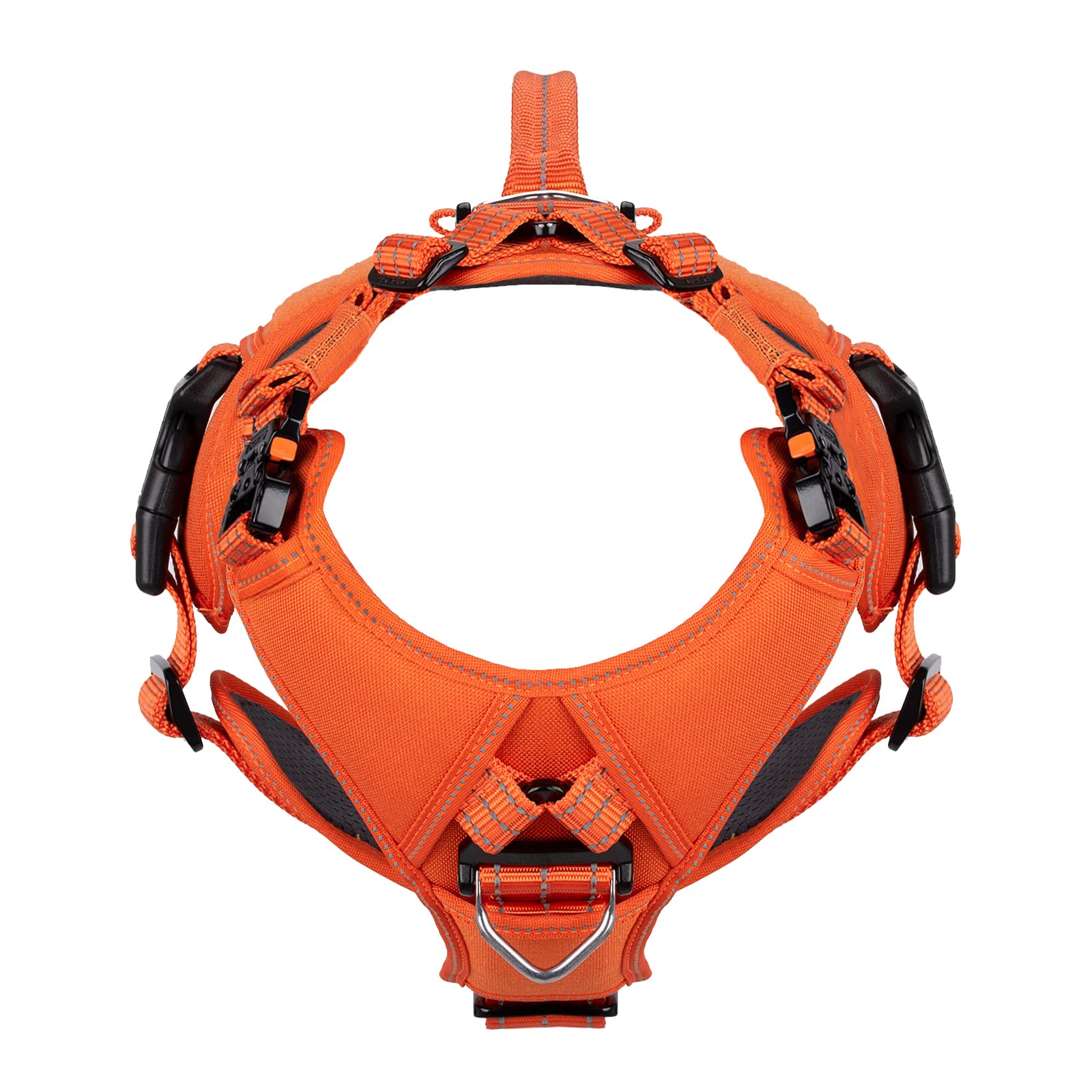 ICEFANG Tactical Dog Harness, Reflective, No-Pull, Adjustable, Medium, Orange, Model n8