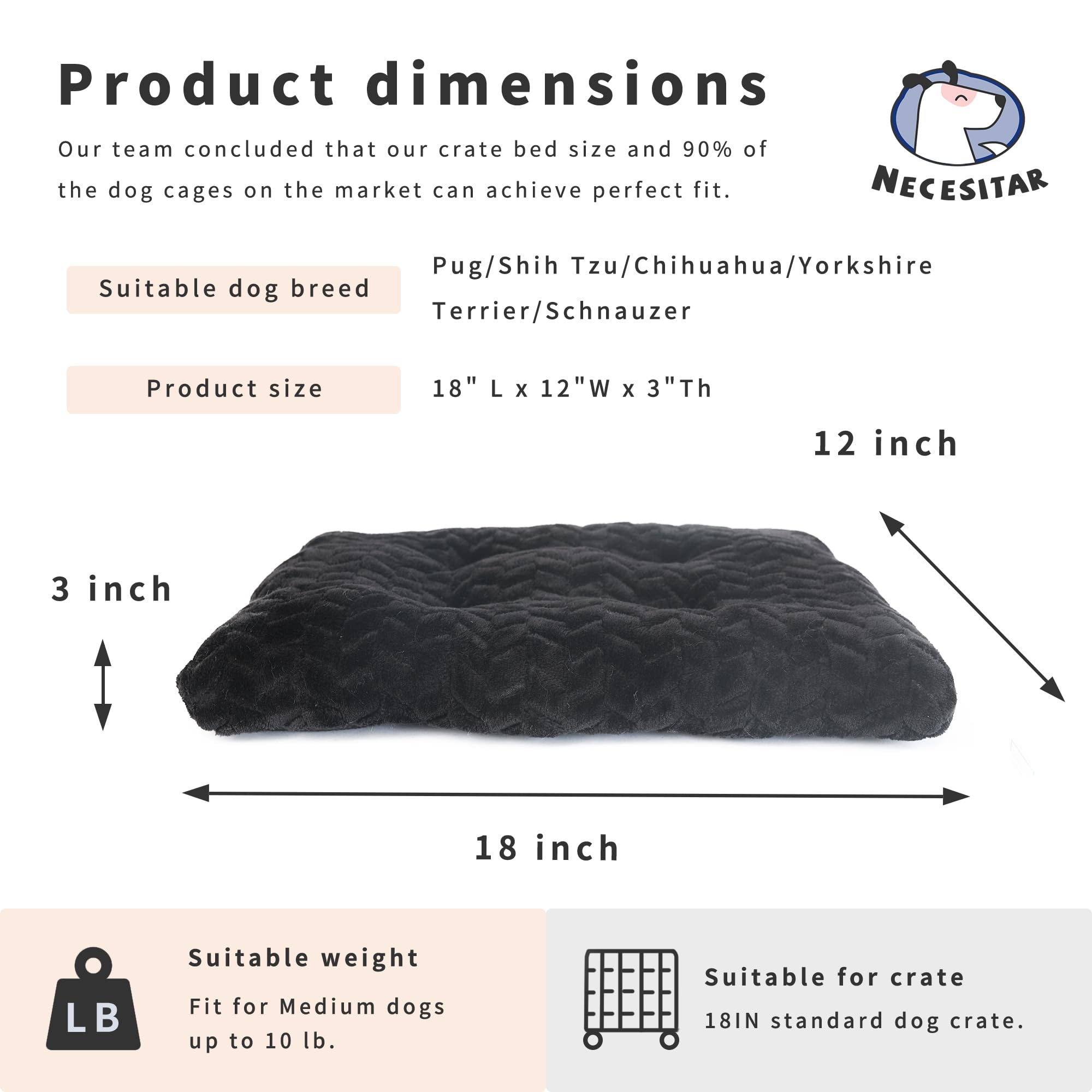 Cat Mat Black Cat Bed For Indoor Cats 18 Inch Washable Comfy Cushion,Up To 10 Lbs Soft And Fluffy Small Dog Bed For Crate Tire P