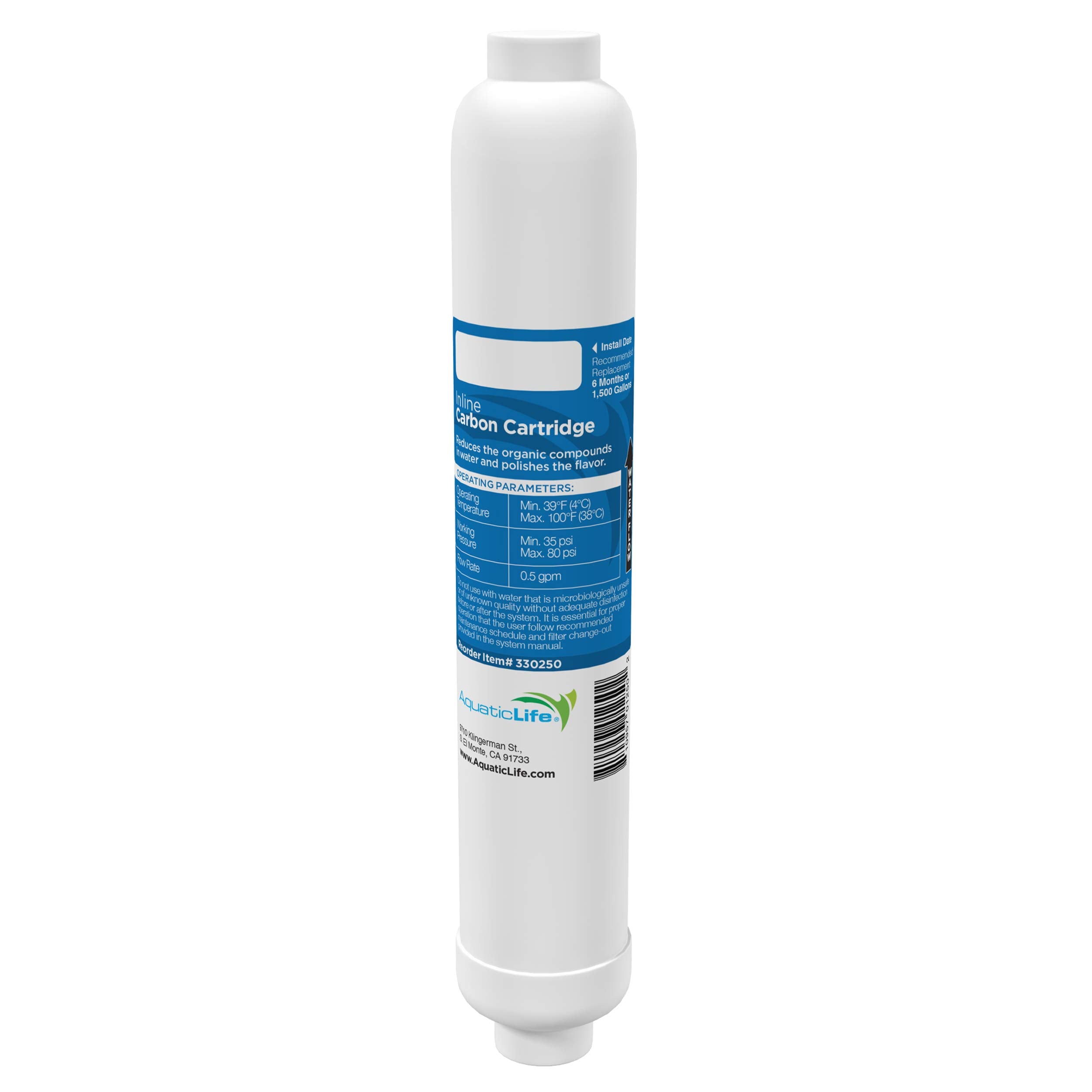 Aquaticlife Inline Carbon Block Aquarium Water Filter Replacement Cartridge For Ro Buddie And Reverse Osmosis Tank Kit