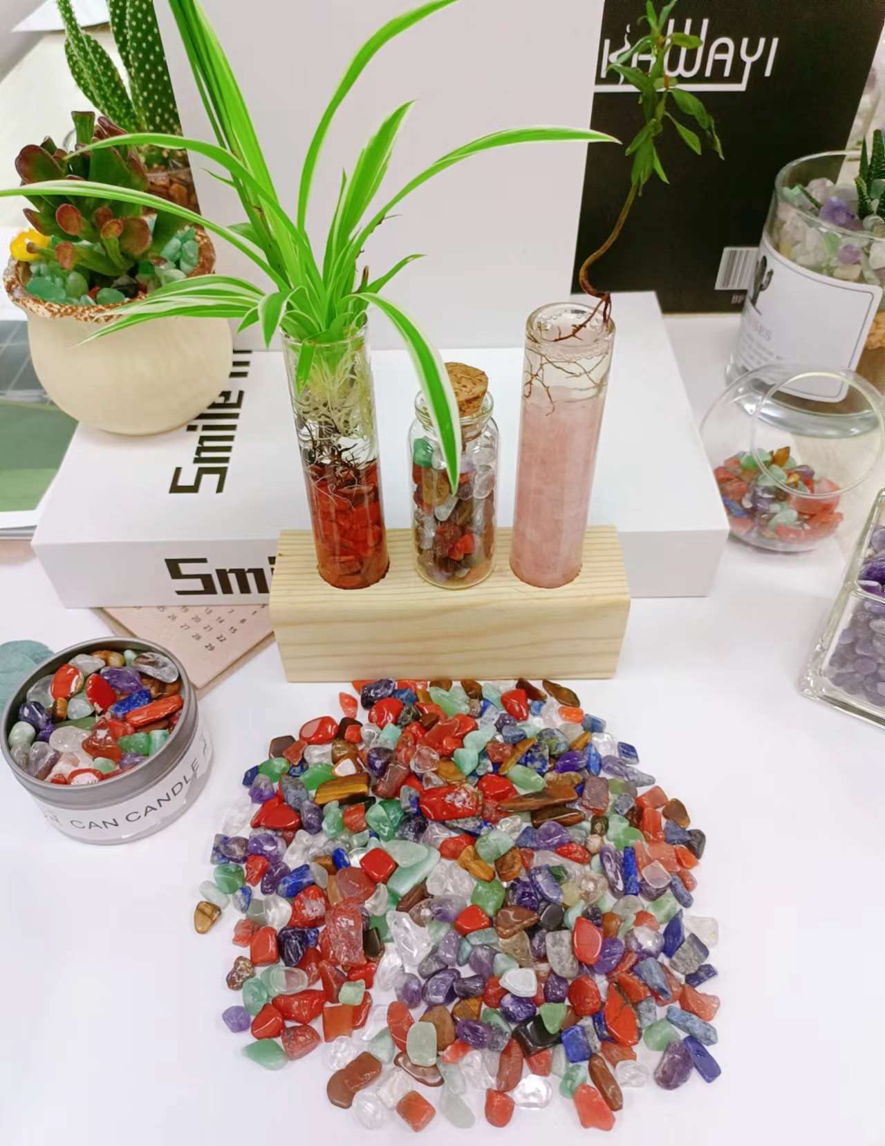 LAIDANLA Decorative Tumbled Gravel Chakra Colorful Crystals Chip Polished Bulk Natural Gem Aquarium Gravel Rocks Pebbles Fish Ta