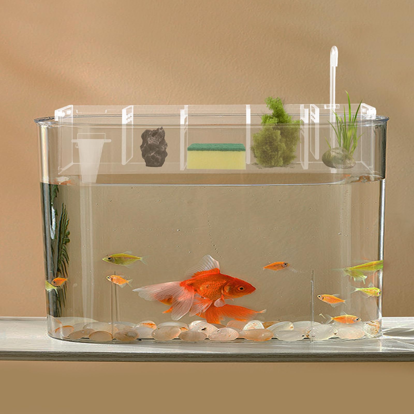 DOONARCES 5 Grids Acrylic Fish Tank Filter Box External Aquarium Water Filter Case Transparent Acrylic Hang On Filter Box Aquari