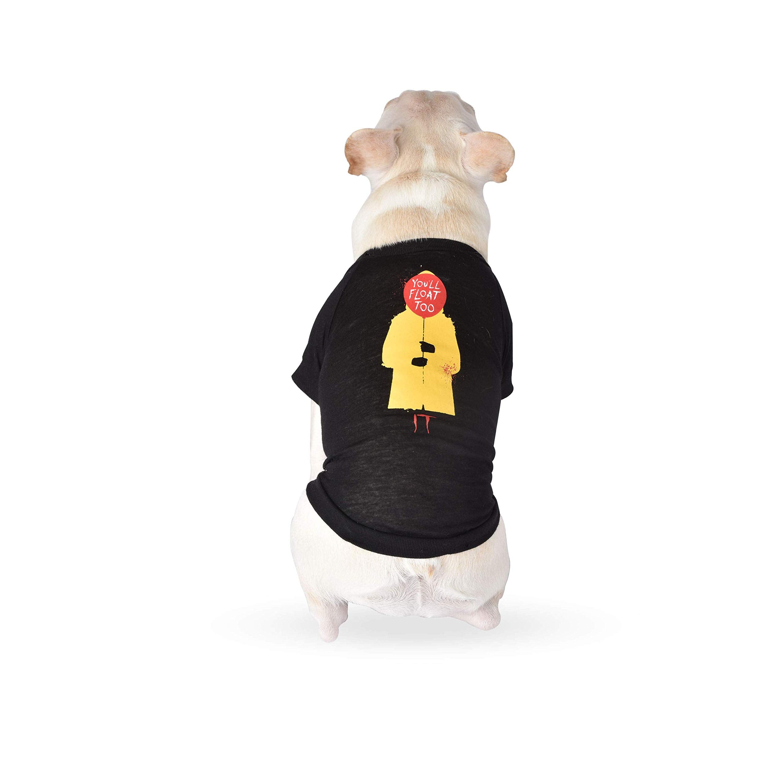 Warner Bros The It Movie You'Ll Flat Too Tee For Dogs, Medium | It The Movie Dog T-Shirt | Soft, Cute, And Comfortable Dog Clothing And Apparel, Black
