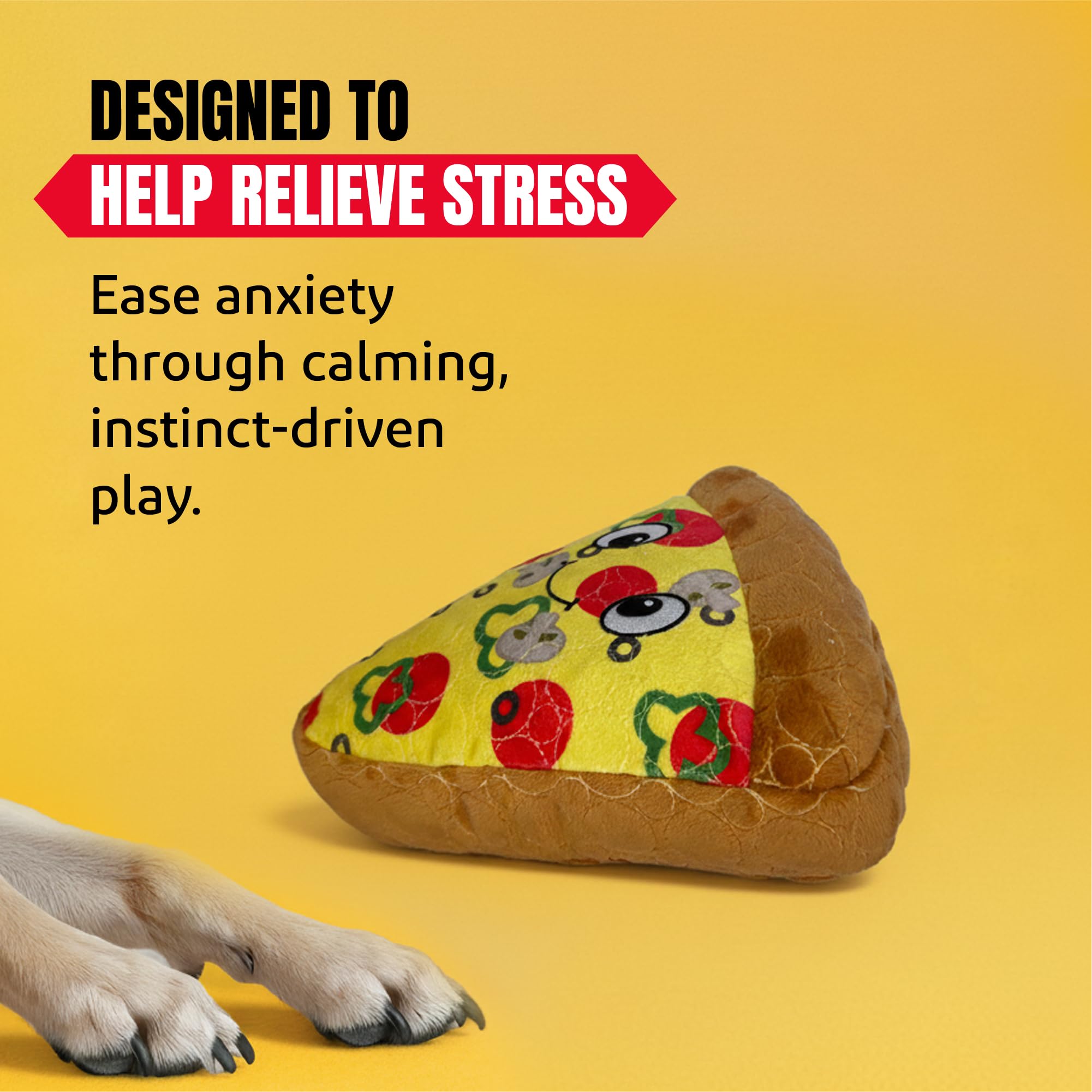Bite Force -Durable & Strong Dog Toy Pizza Slice with Squeaker, Kevlar-Reinforced for Aggressive Chewers for Small Medium Large