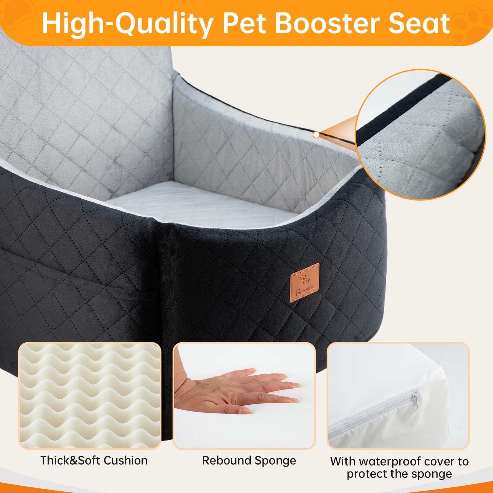 Dog Car Seats for Small/Medium Dogs, FurFrolic Memory Foam Dog Booster Seat for Small Dogs up to 35 lbs, Travel Pet Car Seat wit