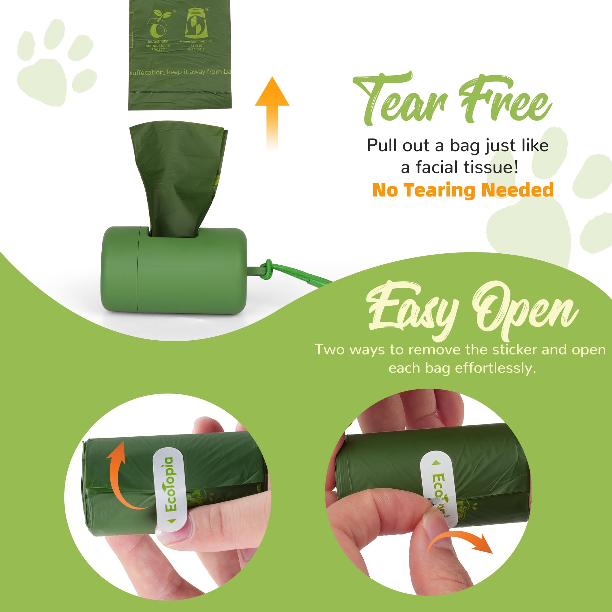 Extra 20% Thicker Dog Poop Bags (No Tearing Needed),100% Certified Biodegradable Poop Bags For Dogs,Compostable Dog Waste Bags,C