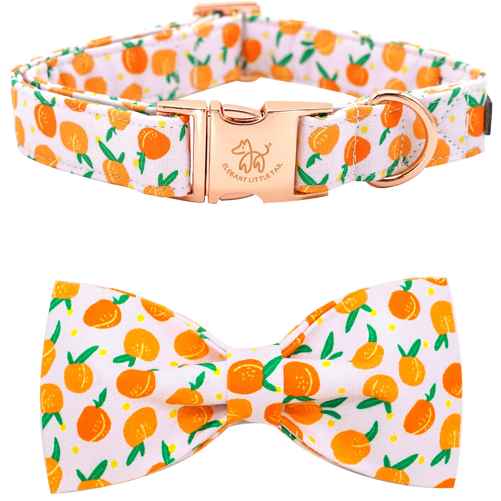 Elegant little tail Dog Collar, Dog Collar with Bowtie, Peach Cute Pink Pet Collar Bow Dog Collars Adjustable Dog Collar for X-S