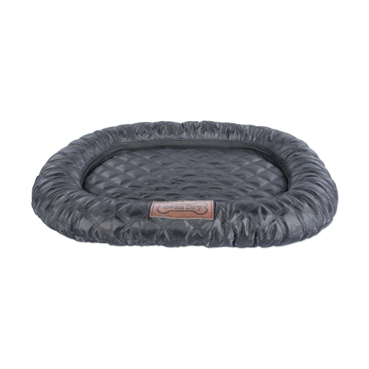 Bone Dry Border Cushion Padded Pet Mat, X-Large, 26 X 39, Oval Quilted Black Mat