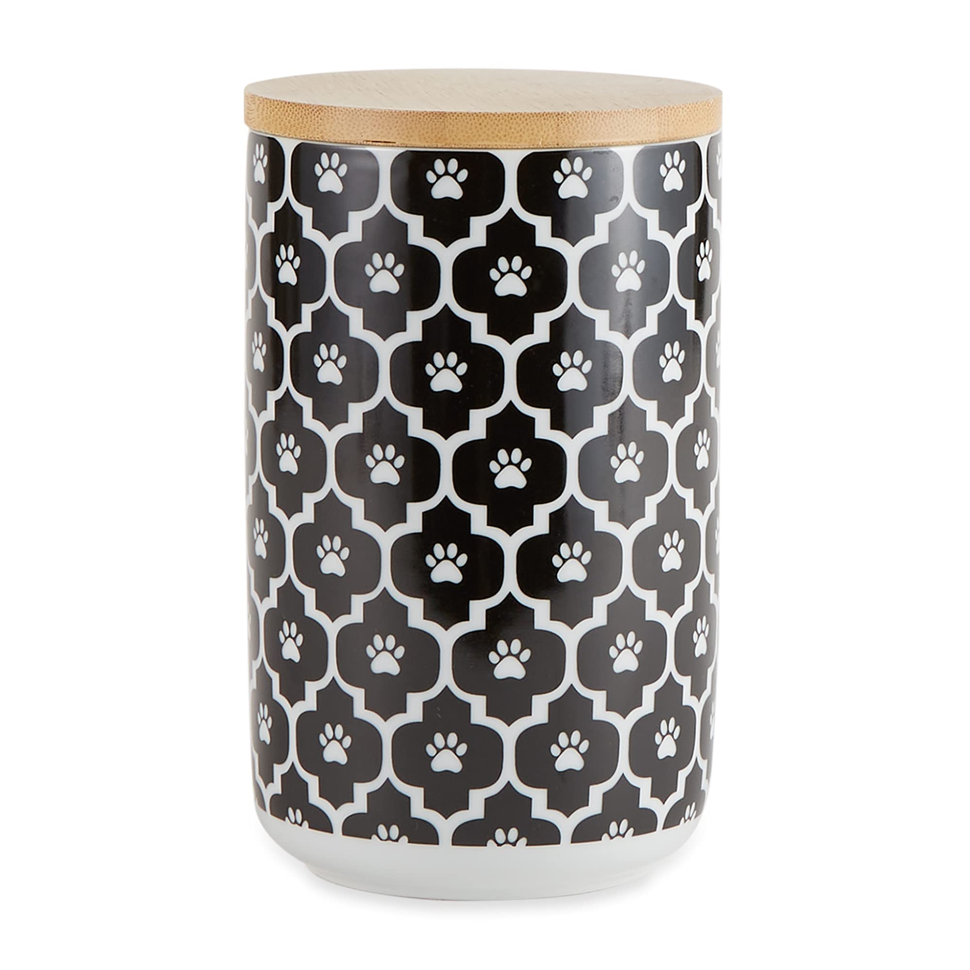 Bone Dry Lattice Collection Pet Bowl & Canister, Treat Canister, 4x6.5 inches, Black