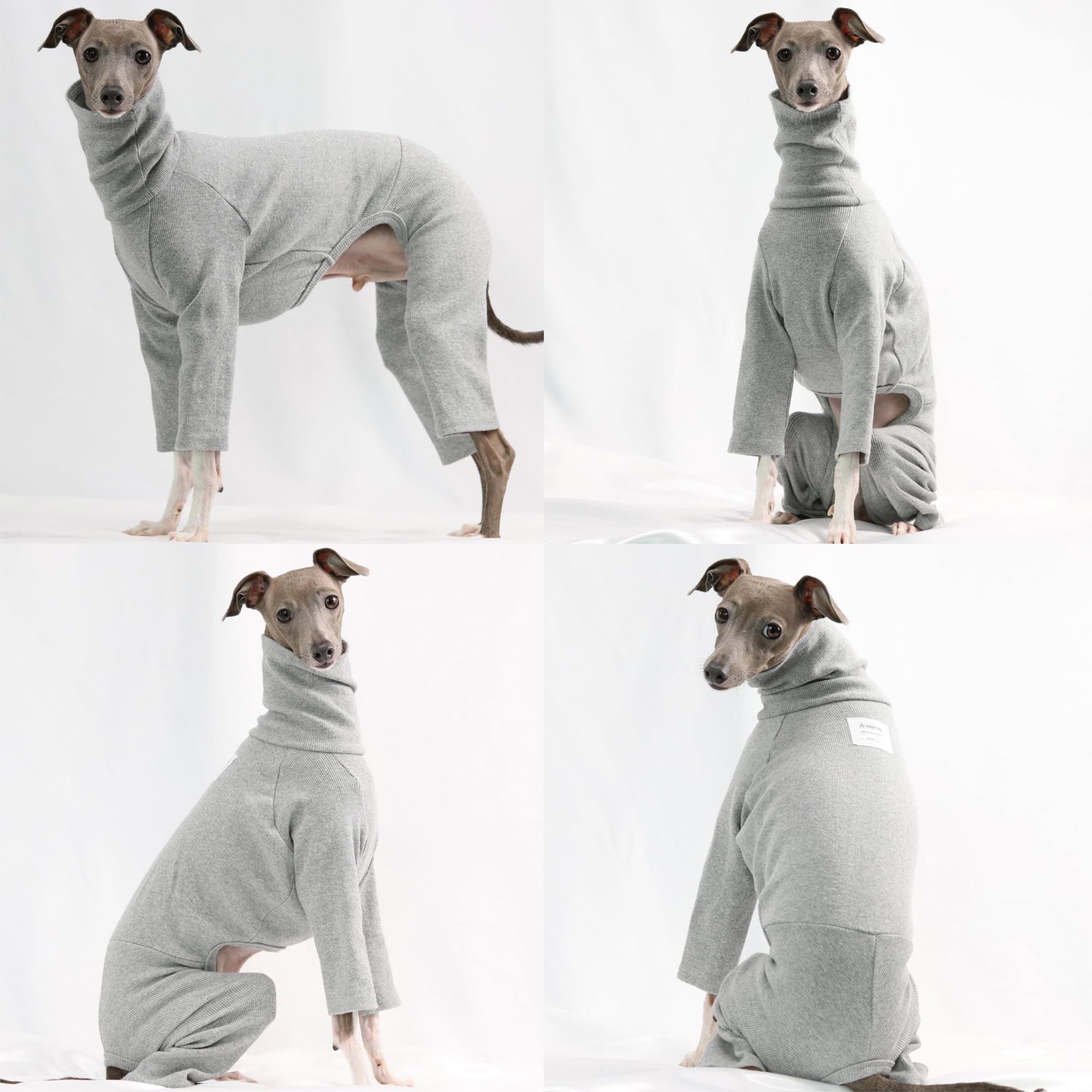 D Doggy Star Italian Greyhound Clothes Stretchable Onesie Whippet For Dog (2Xl,Ribbed Grey)