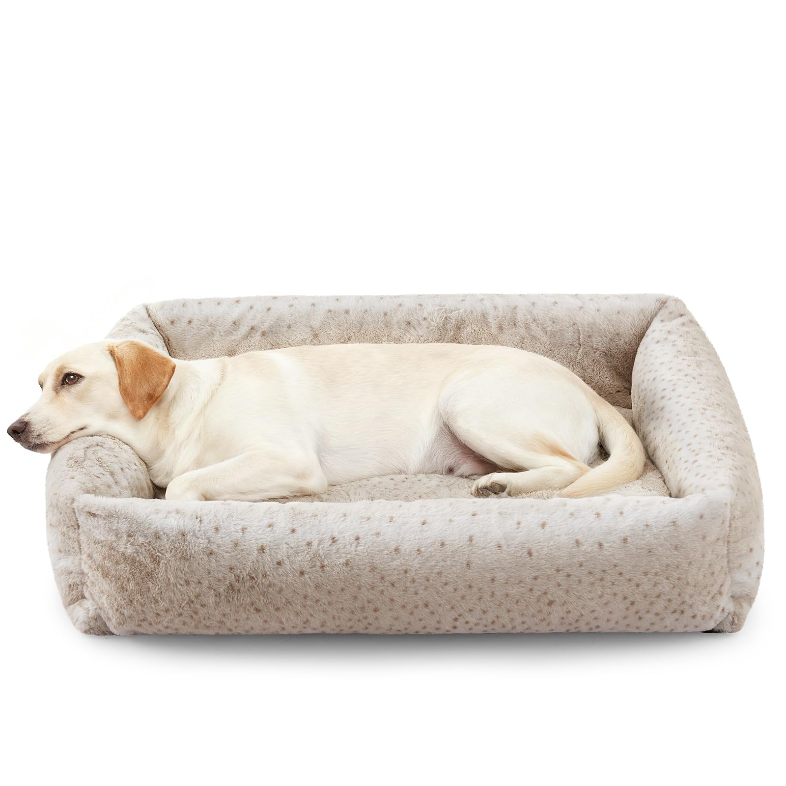 JOEJOY XL Dog Beds Large Sized Dog, Removable Washable Cover Orthopedic Soft Faux Rabbit Fur Pet Bed, Anti-Slip Fluffy Plush Fau