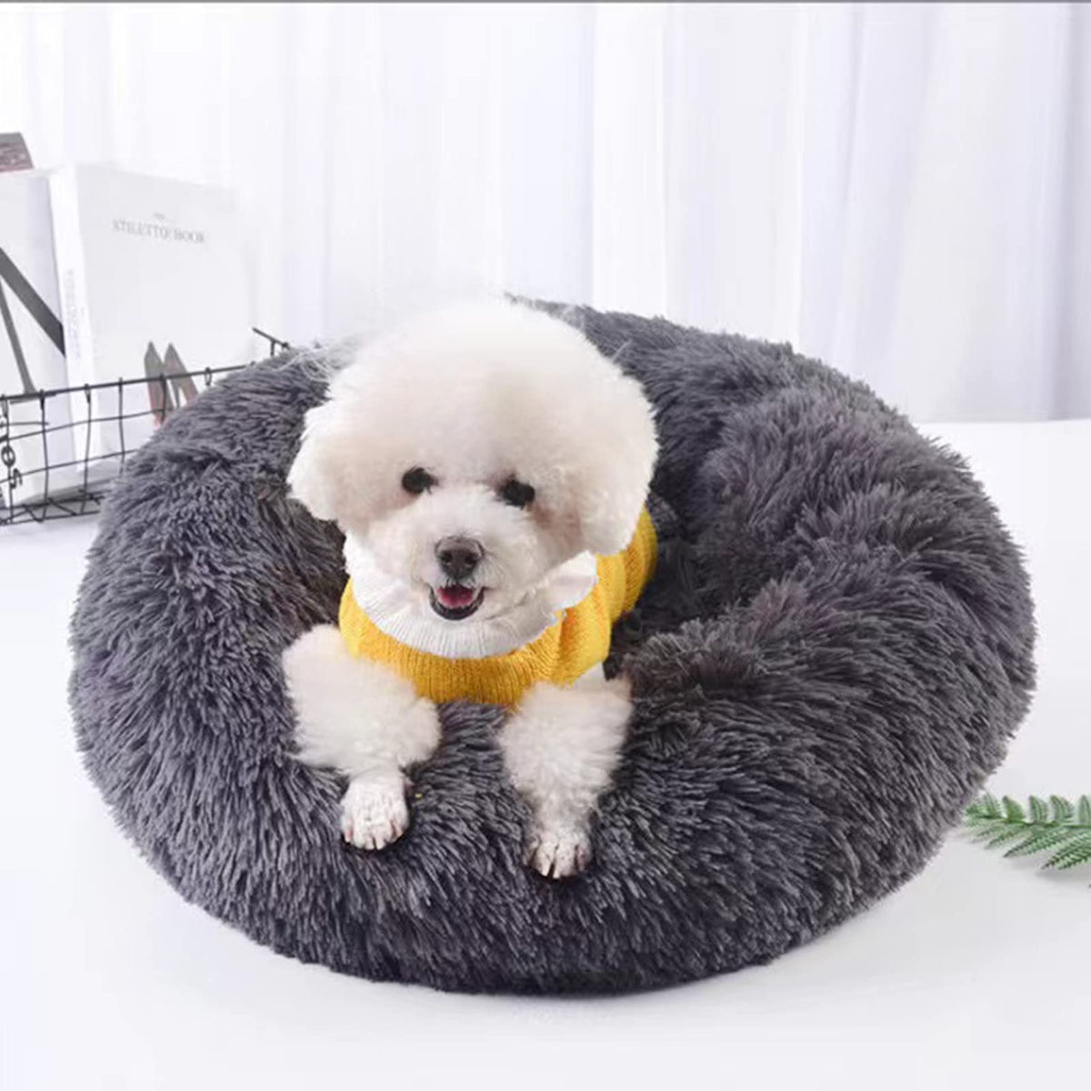 Dog Bed For Small Medium Large Dogs, 24 Inch Calming Dogs Bed, Washable-Round Cozy Soft Pet Bed For Puppy And Kitten With Slip-R