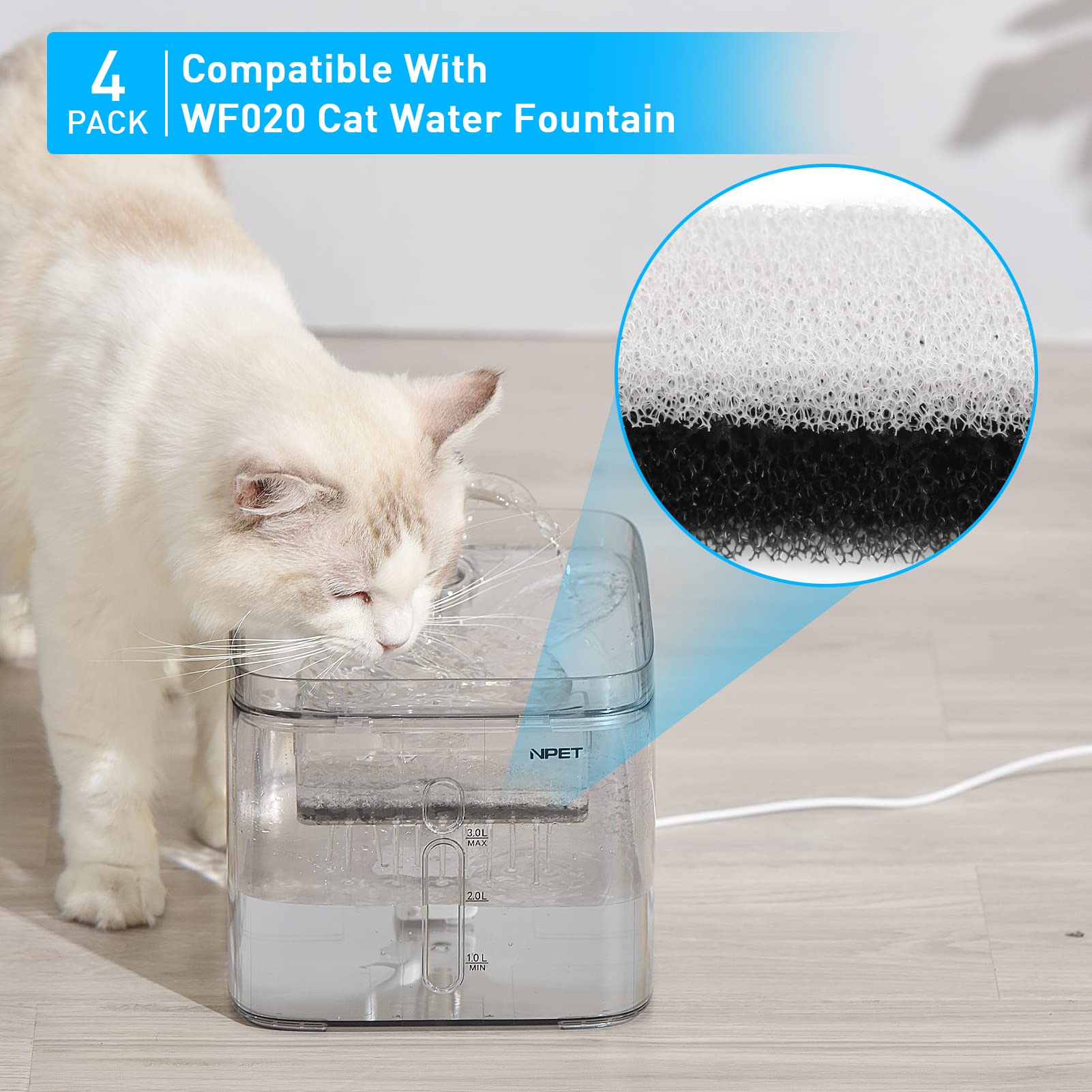 Npet Cat Dog Water Fountain Replacement Filters For Wf020Tp/Wf020Bl/Wf020Wh Fountains