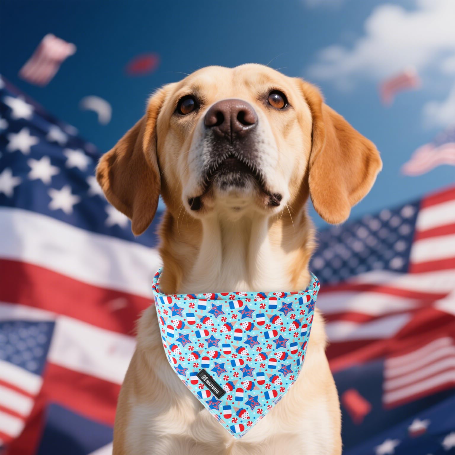 Maca Bates 4Th Of July Dog Bandana American Flag Triangle Usa Scarf Patriotic Handkerchief Soft Cotton Cute Adjustable Puppy Ban