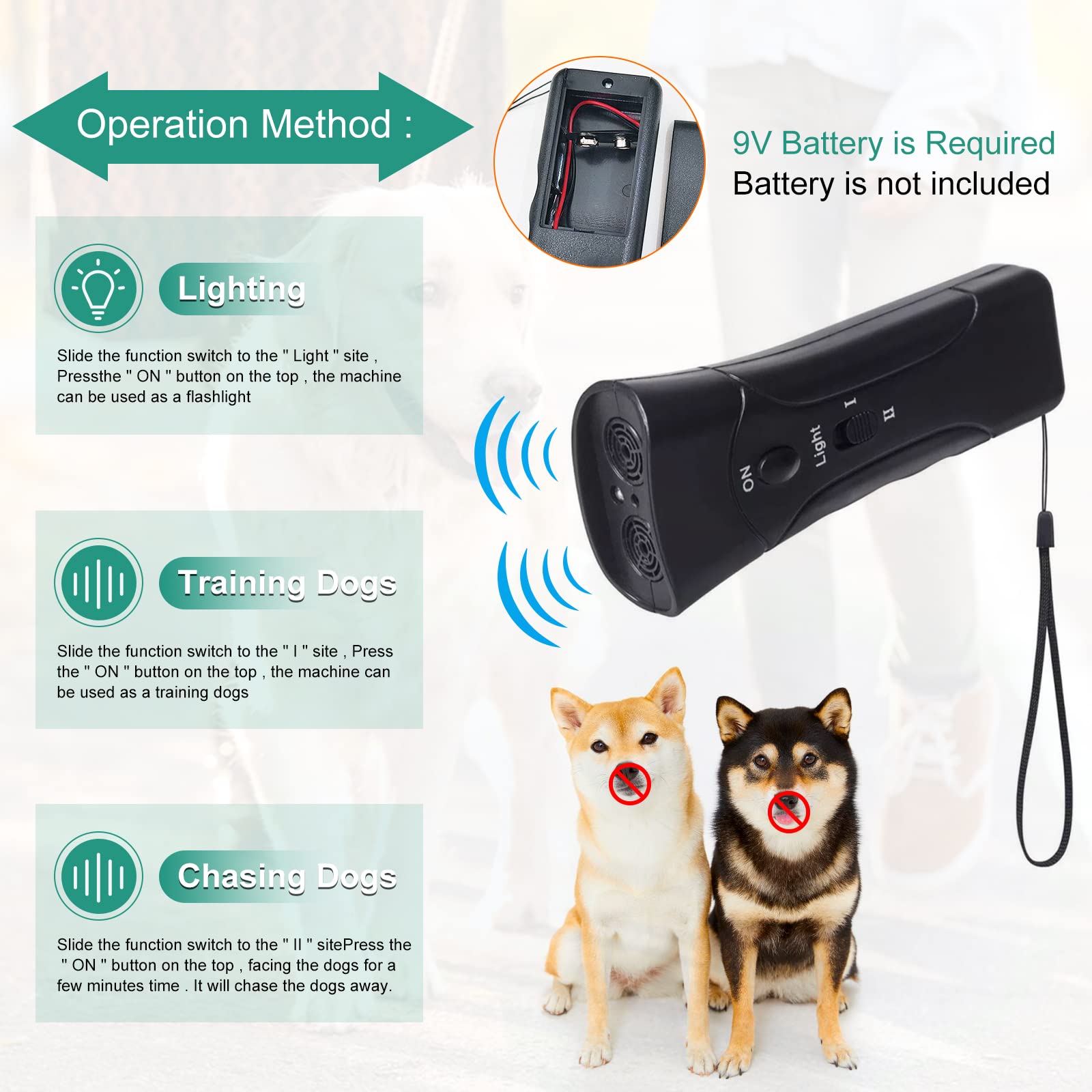 Lopurs Dog Barking Control Devices,Anti Barking Device,Ultrasonic Dog Barking Control Devices & Training Tool,3 In 1 Bark Control Tool,Correct Poor Behavior, Indoor &Outdoor