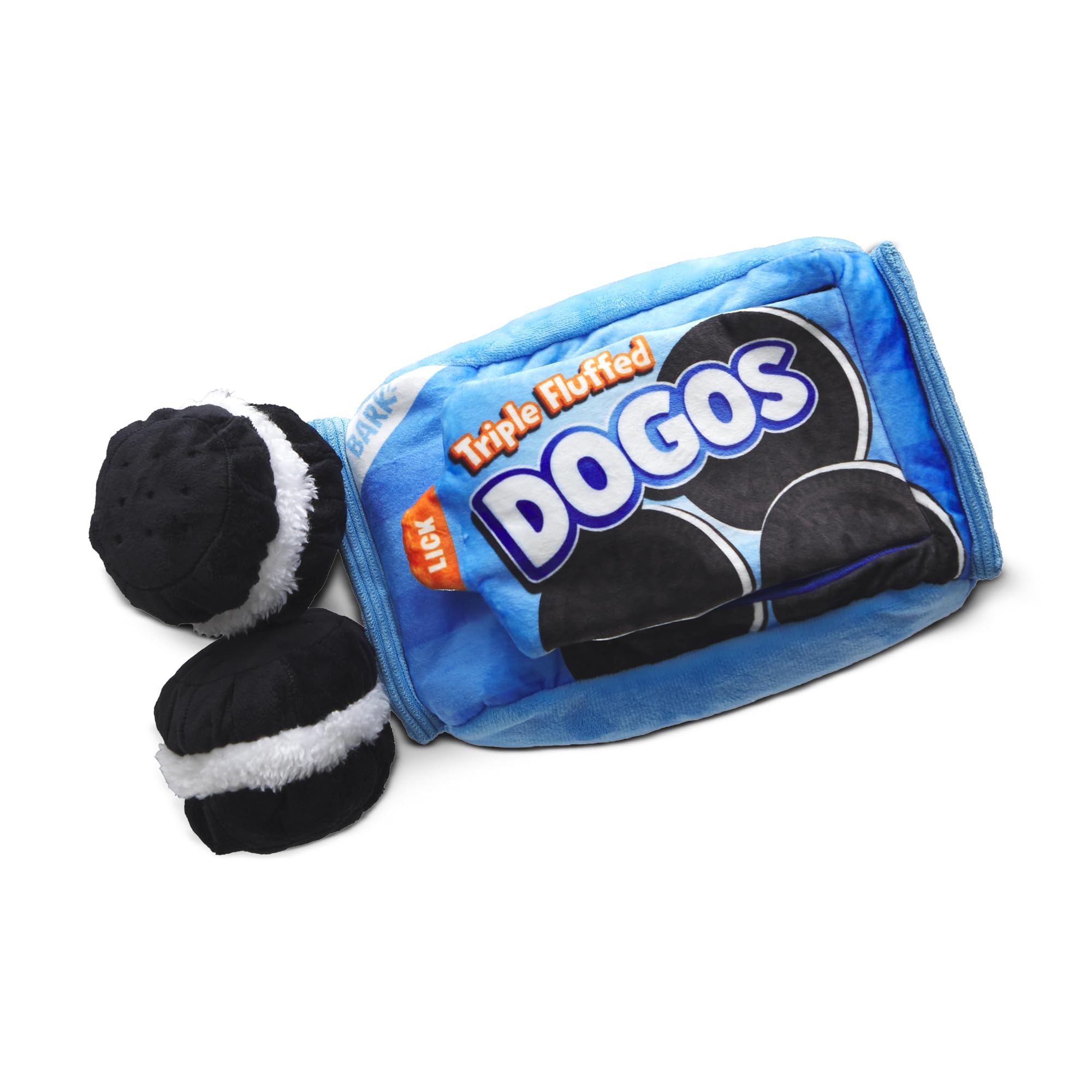 Barkbox Dogo Dunkers Plush Dog Toy | 3-in-1 Cookie Toy with 2 Squeakers, Crinkle & Treat Hiding | for Extra Small to Medium Dogs