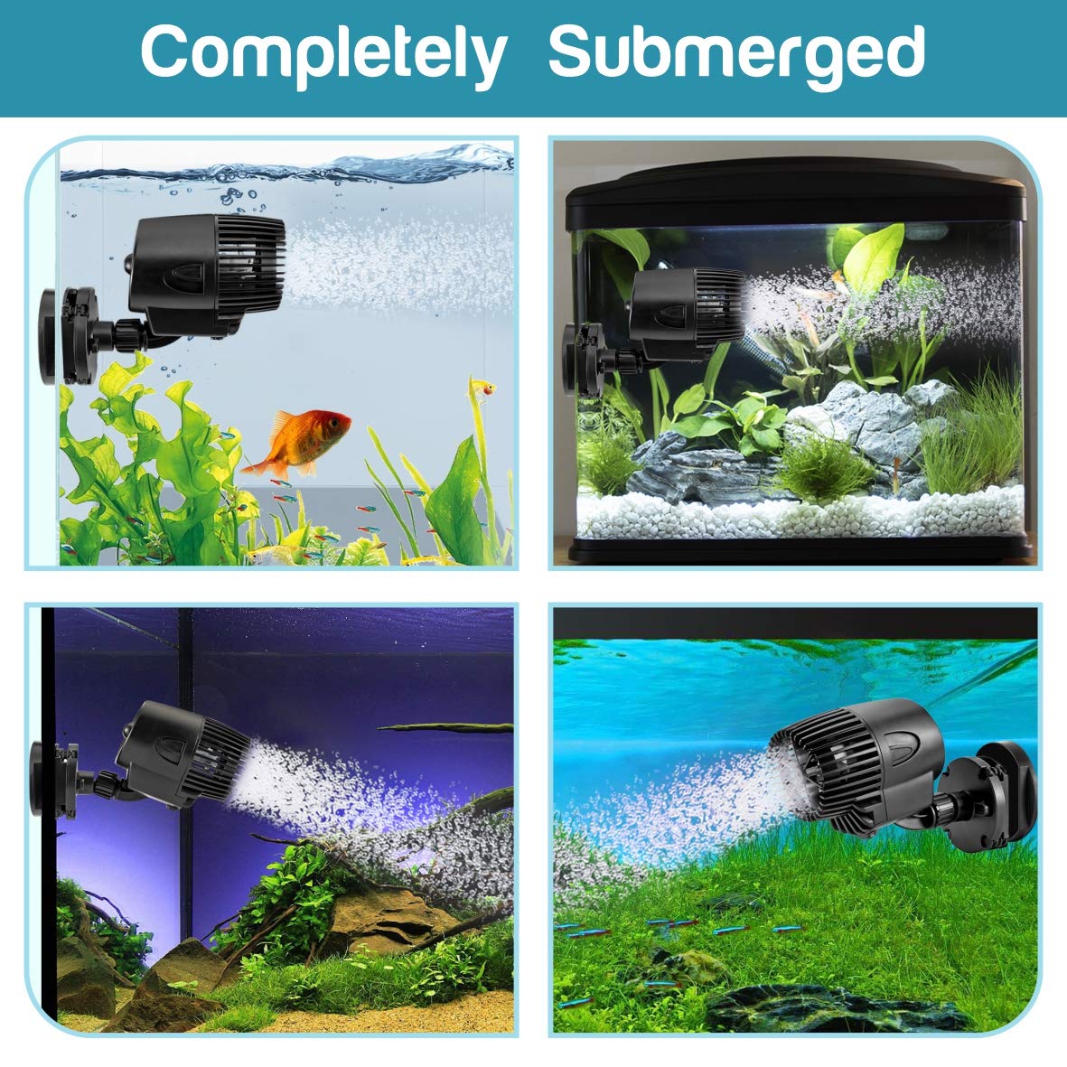 AQQA Wave Maker Pump 2100GPH Submersible Powerhead for Aquariums, 15W, Black, Model AQQA002-PUMP WATER