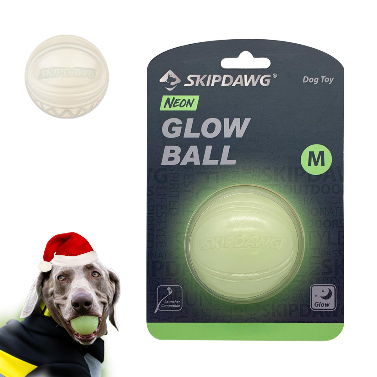 Skipdawg Interactive Squeaky Dog Ball, Light Up Dog Ball Glow In Dark, Floating Dog Toy Ball Durable Tpr Light Weight, Bouncy Dog Tennis Ball For Dogs Size 2.5 Inches, 1 Pack