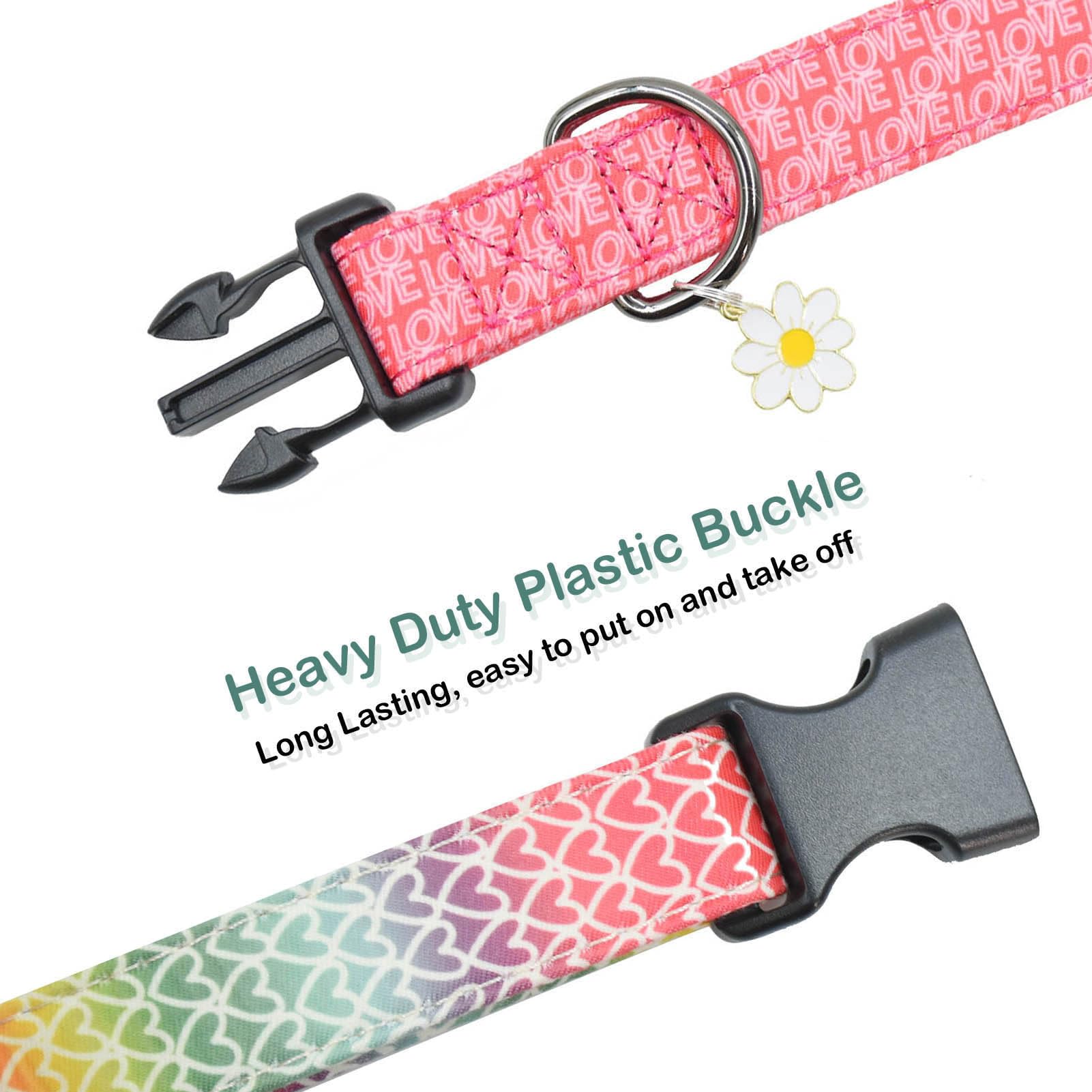 2 Pcs Cotton Dog Collar Soft Cute Flower -3 Sizes Soft Nylon Puppy Collar Adjustable For Girl Female Small Medium Large Dogs(01S