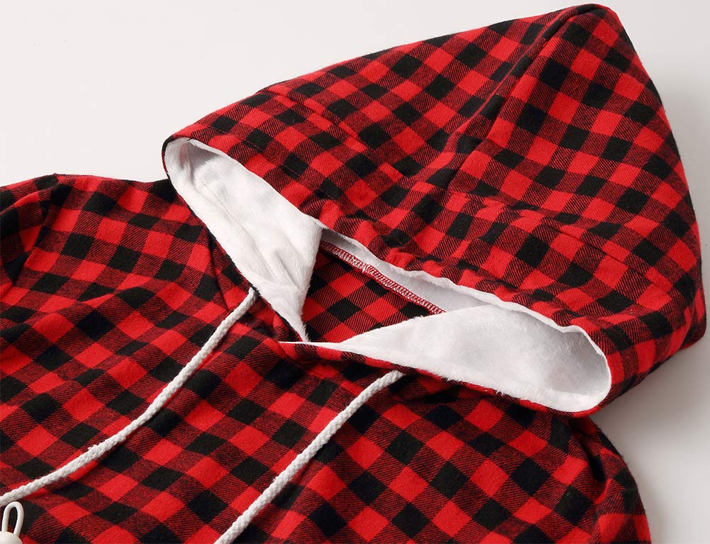 Jomago Womens Pet Carrier Thin Hoodies Kitten Puppy Pouch Shirts Animal Holder Hood Long Sleeve Sweatshirt Plaid Red