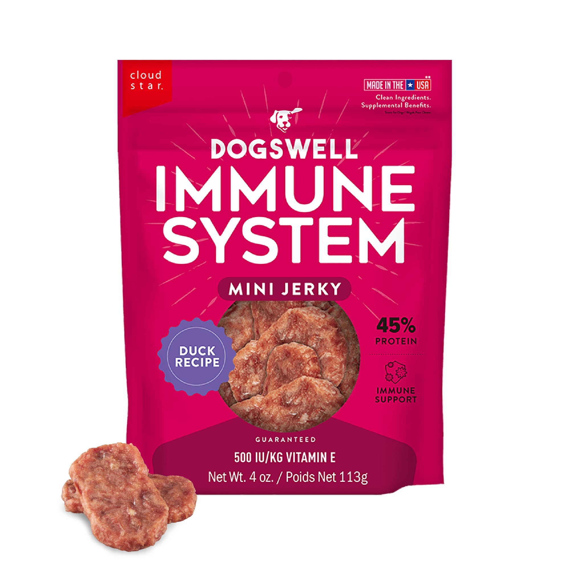 DOGSWELL Jerky for Immunity & Defense - Mini Grain Free Dog Jerky Treat and Immune System Support (4 oz. Duck),29244