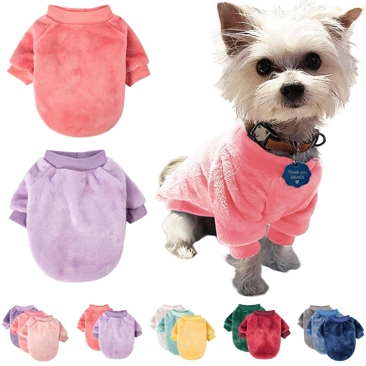 Dog Sweater, Pack Of 2 Or 3, Dog Clothes, Dog Coat, Dog Jacket For Small Or Medium Dogs Boy Or Girl, Ultra Soft And Warm Cat Pet Sweaters (Large, Pink,Light Purple)