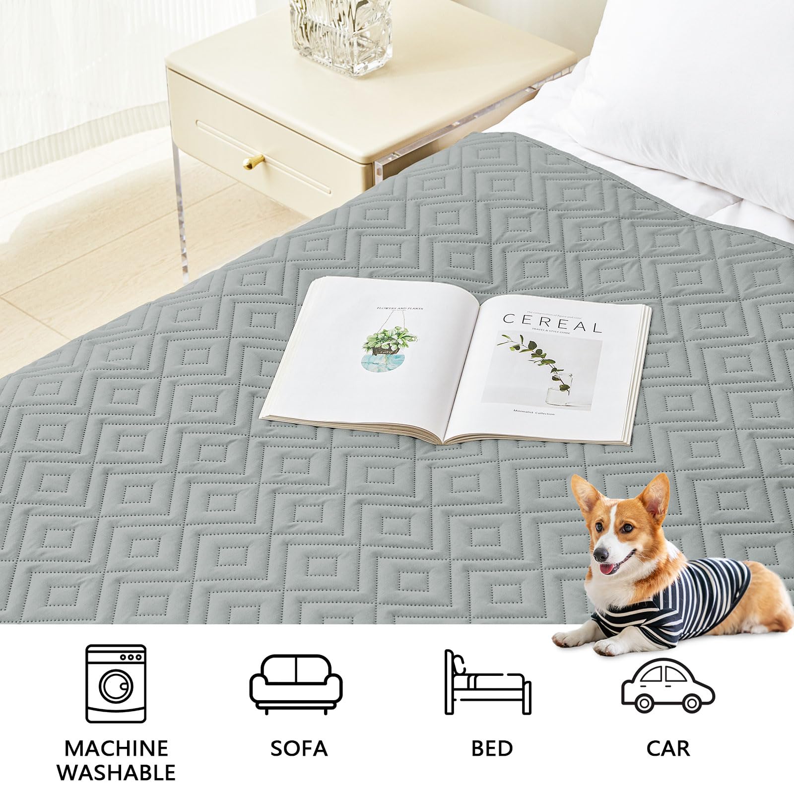 hyha Waterproof Dog Blanket, Soft Pet Bed Blankets, Waterproof Sofa Couch Cover for Dogs Washable, Reversible Pet Couch Covers f