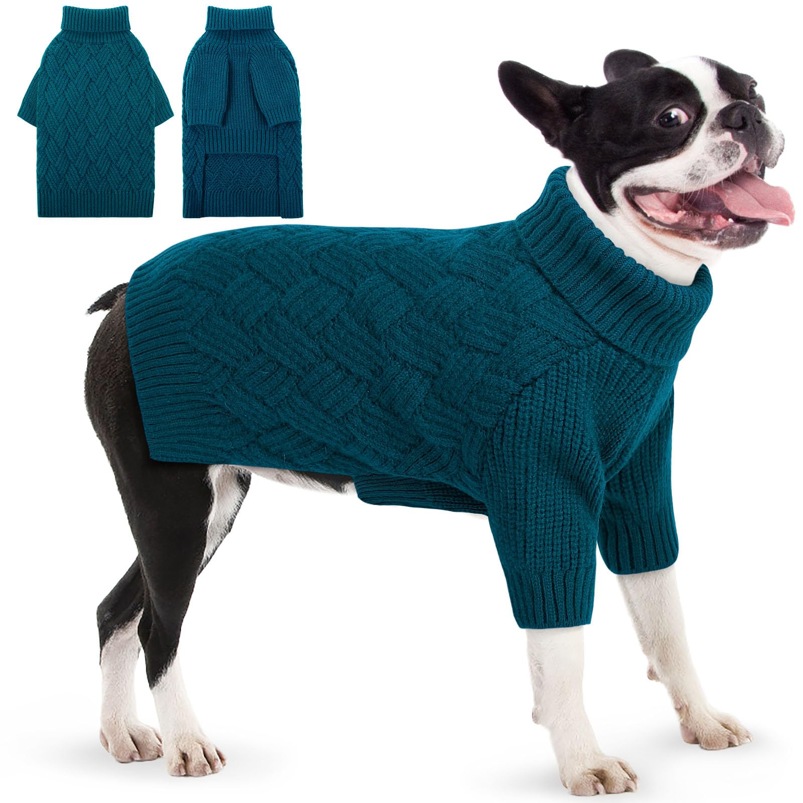 AOFITEE Dog Sweater - Warm Turtleneck Knitwear for Medium Dogs, Female & Male, Classic Halloween & Winter Designs for French Bul