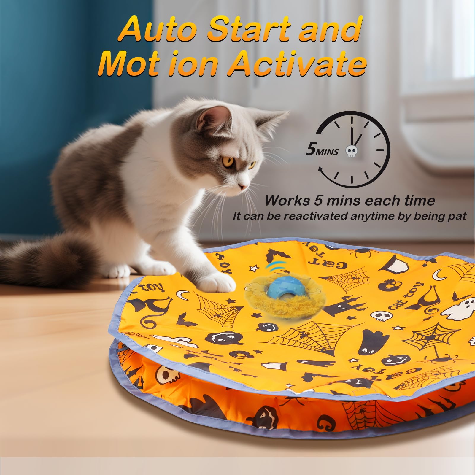 Mdupw Interactive Cat Toys Ball Rolling In The Pouch, Chirping & Motion Activated Interactive Ball Toy Begins Hide And Seek Game