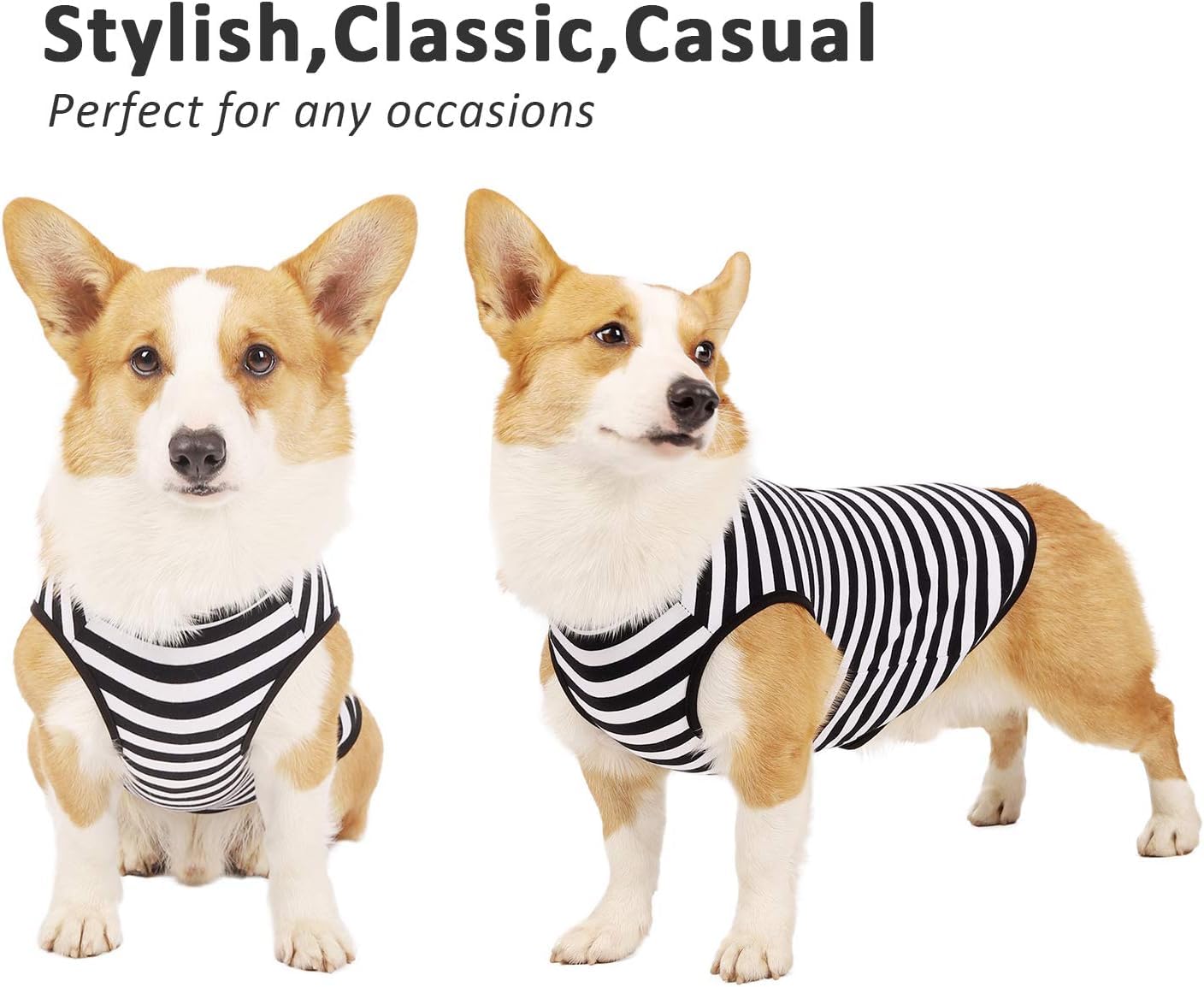 Weone Dog Shirt Striped Cotton Shirt,Pet Breathable Soft Basic Clothes For Small Medium Larg Boy Girl Dogs,Black Blue S