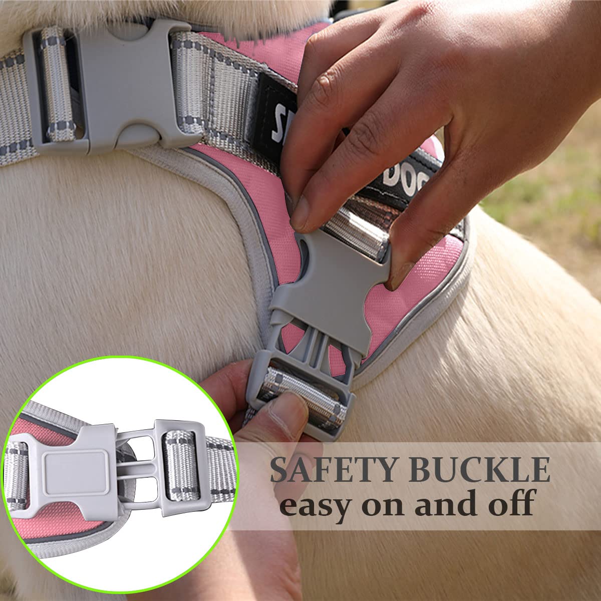 Dogmify Service Dog Vest,No Pull In Training Service Dog Harness And 5Ft Dog Leash Set, Adjustable 3M Reflective Nylon Pet Dog Vest With Handle,Easy Control For Small Medium Large Dogs(Xl,Pink)