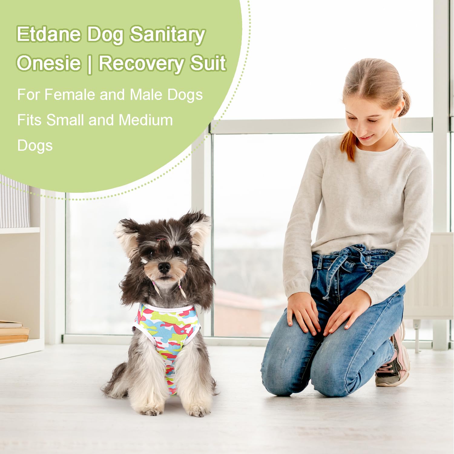 Etdane Dog Diapers Sanitary Panties Physiological Period Shirts Surgical Recovery Suits For Male And Female Dogs Camo/Xs
