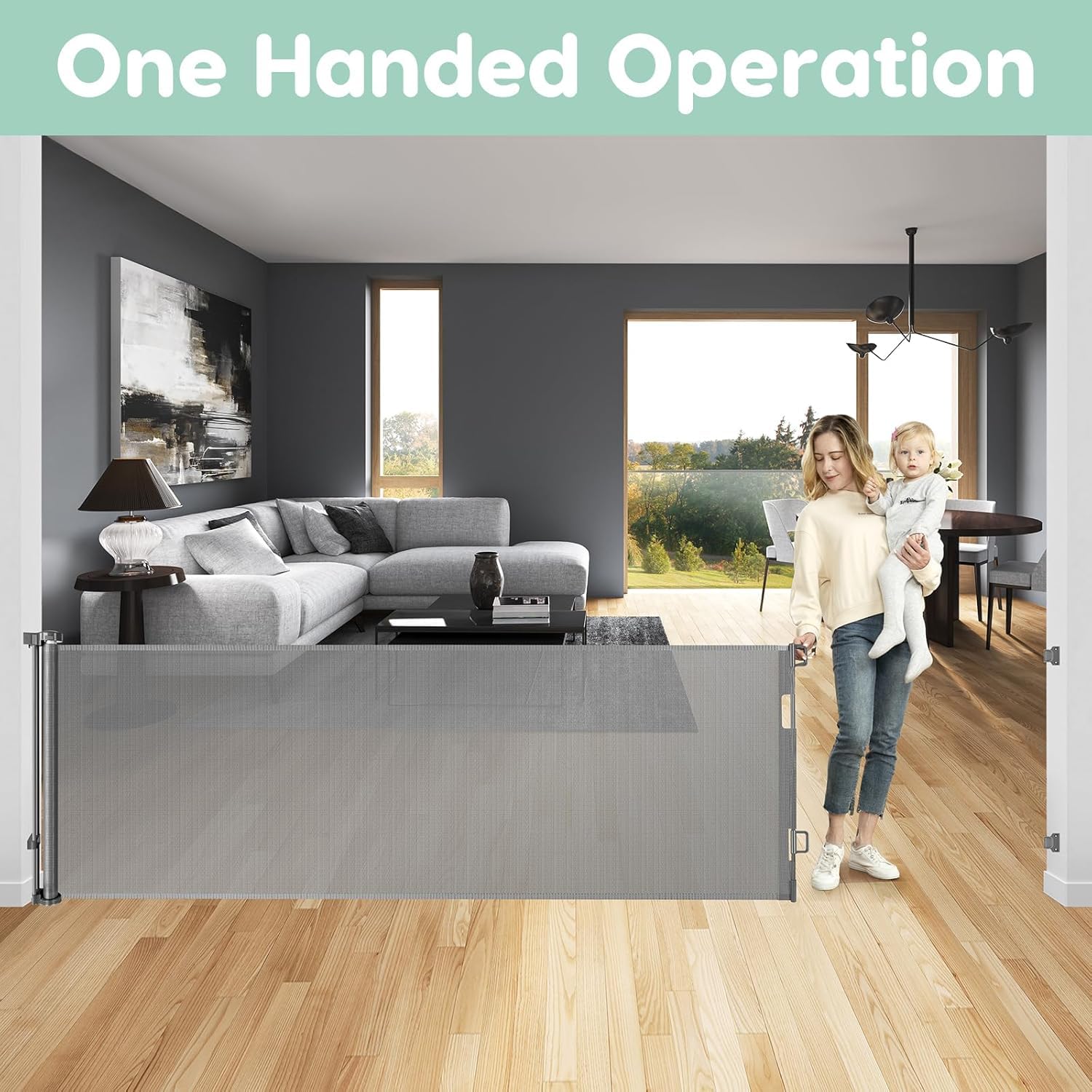 115 Inch Retractable Pet Gate for Dogs & Puppies - Extra Wide & Long Baby & Child Safety Gate