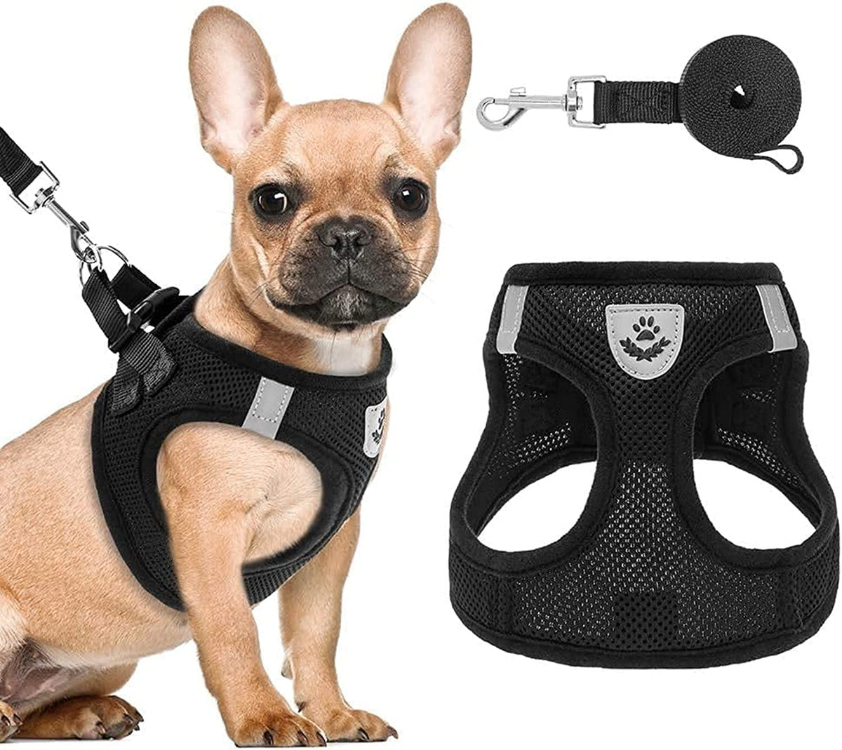 Pawchie Puppy Harness And Leash Set - Soft Mesh Dog Vest Harness, Reflective & Adjustable Harness For Small To Medium Dogs, Cats And Puppies