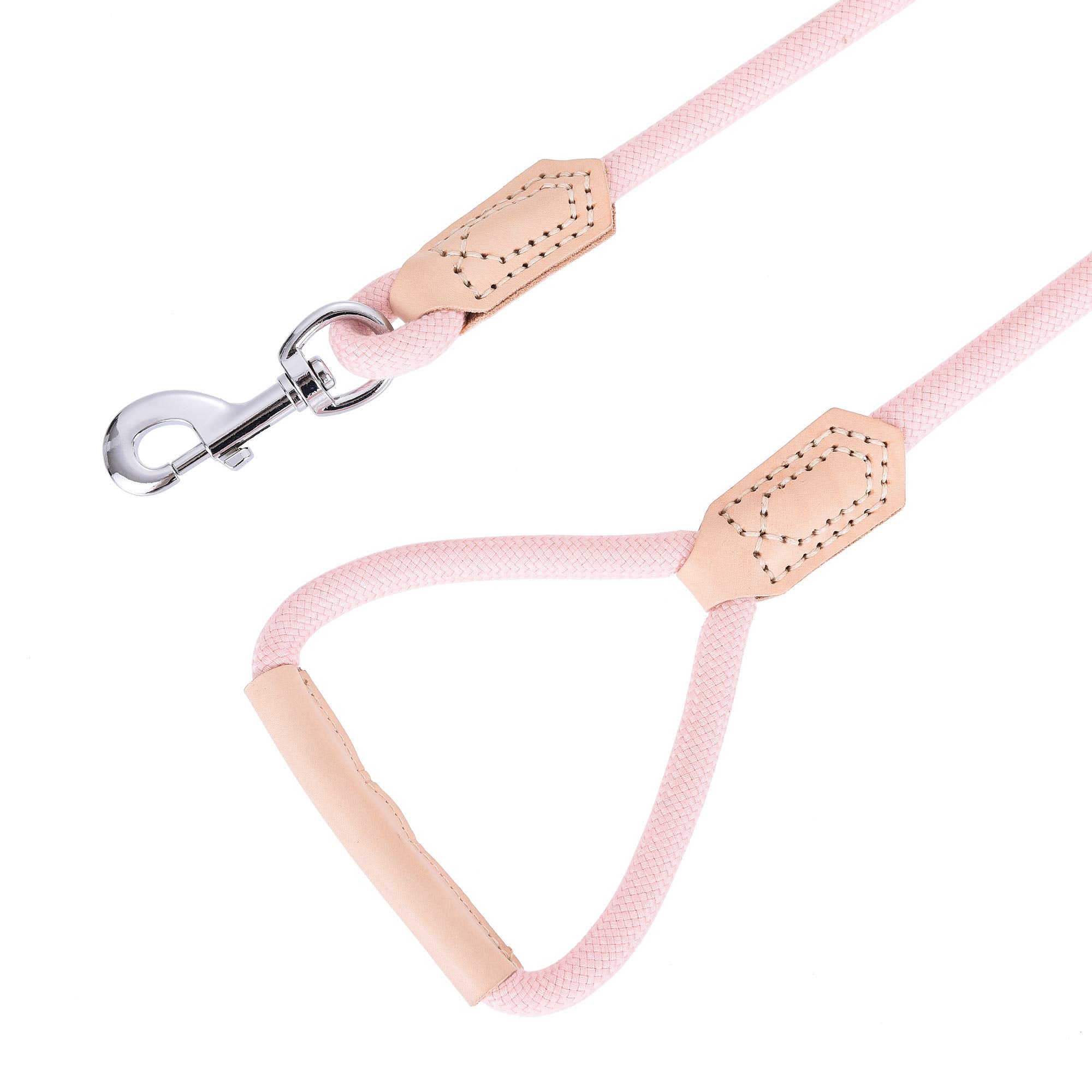 Mile High Life | Premium Leather Dog Leash | Strong Rope Leash | Leather Handle | Zinc Alloy Strong Clasp | Small Medium Large D