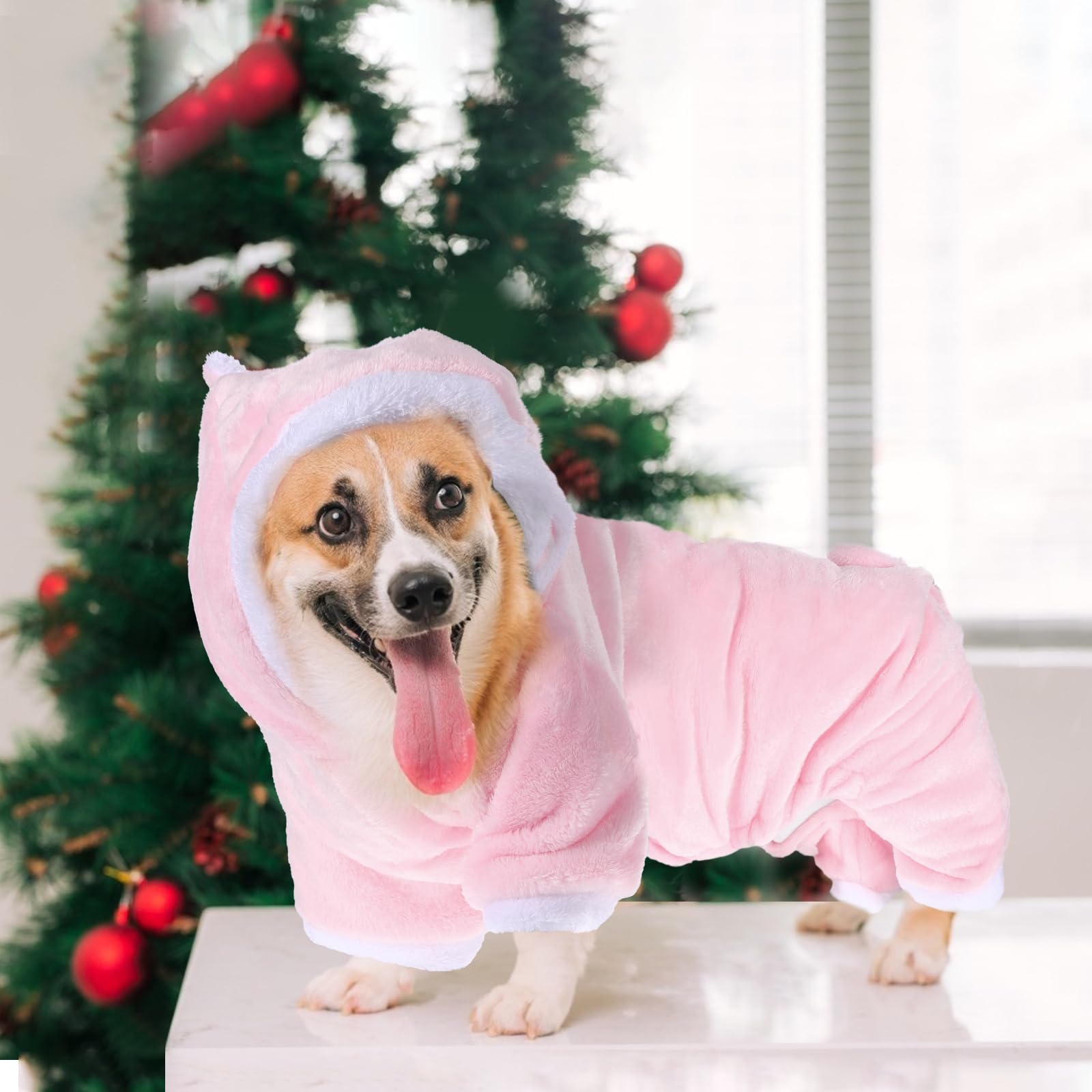 POPETPOP Small Dog Costume, Cute Pink Pig Design Pet Warm Hoodies Dog Clothes for Small Dogs and Cats, Halloween Christmas Cospl