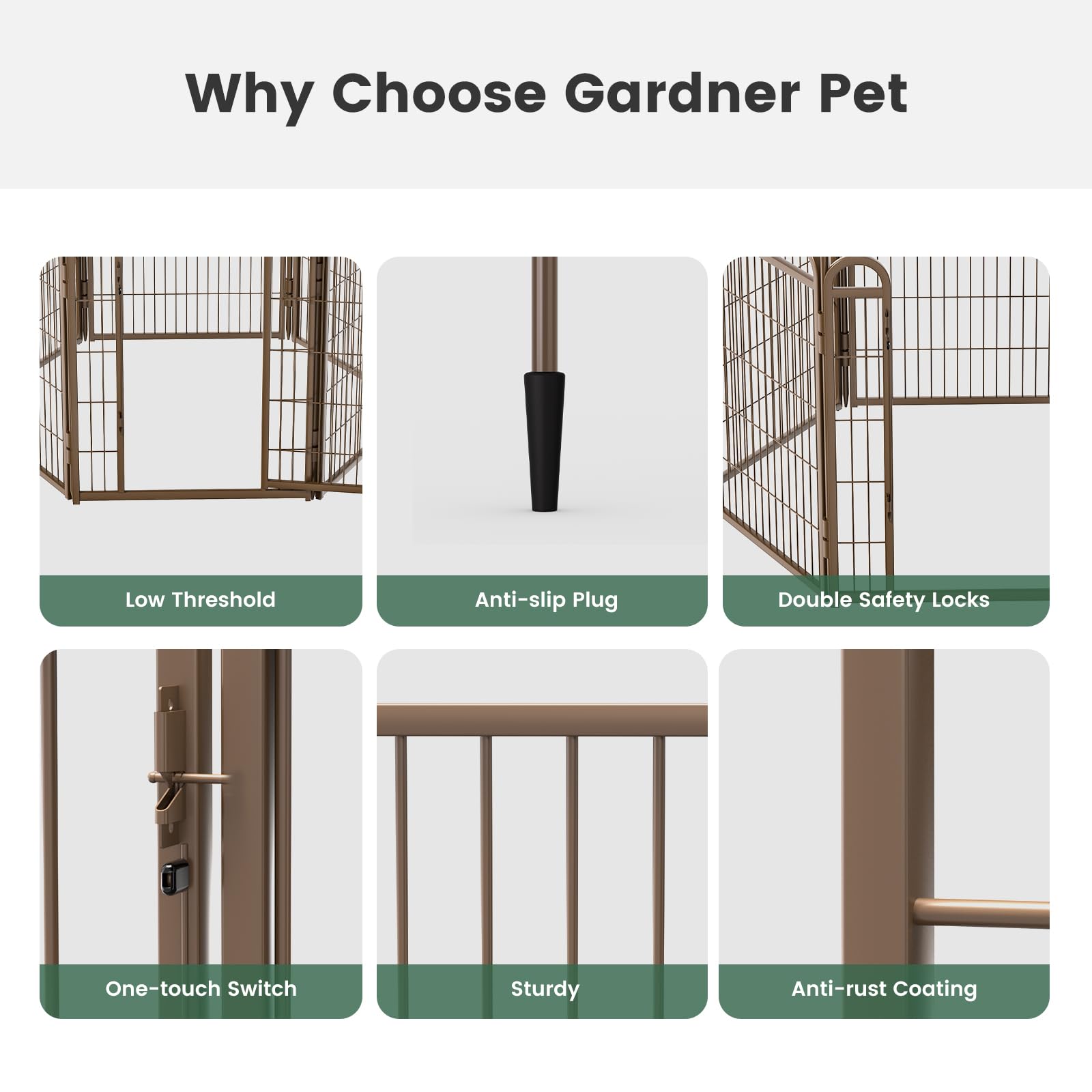 Gardner Pet Dog Playpens, 24' H 2 Add-On Panels For Small/Medium Dogs, Foldable Pet Play Yard Gate Extensions, Pet Playpen, Ant