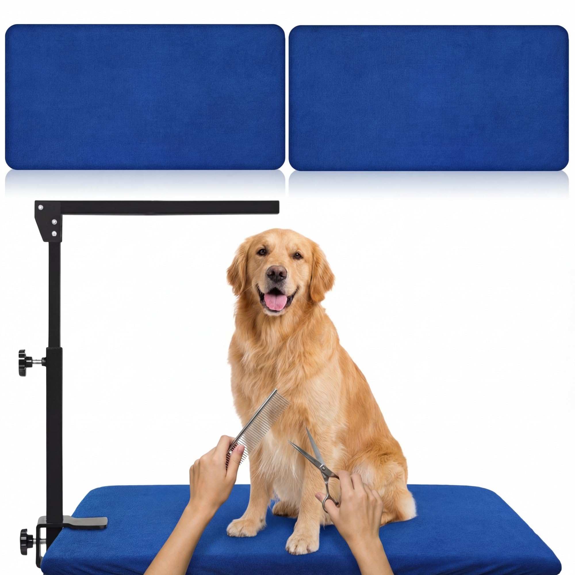 Hahafelt 2 Pcs Dog Grooming Table Mat 24 x 36 Inch Non-Slip Pet Grooming Table Covers Soft Absorbent Velour Terry Pet Groomer Ma