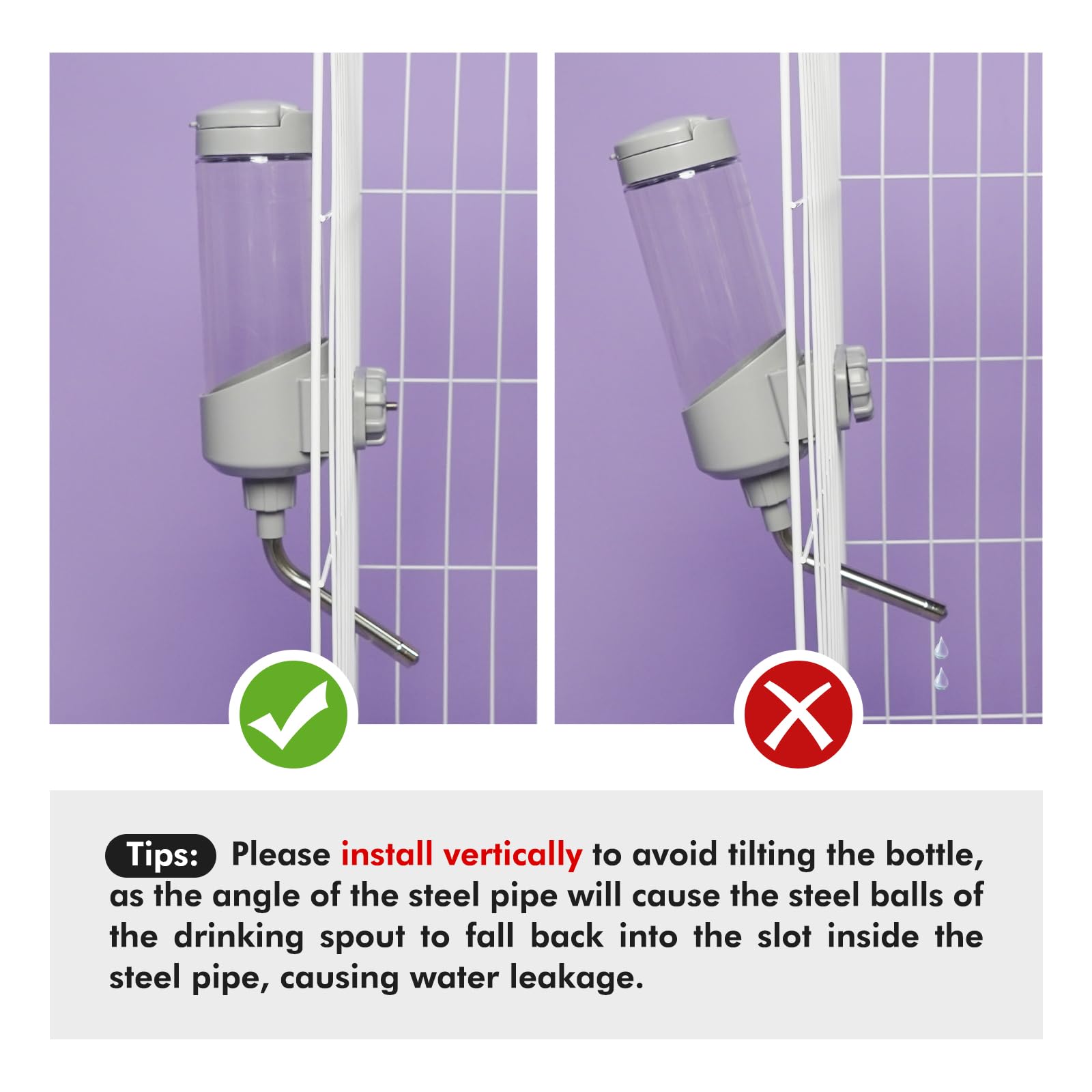 Vannon Top Fill Dog Water Dispenser For Cage, 23Oz Auto Feeding Crate Water Bottle For Dogs, Cats & Rabbits, Pet Nozzle Diameter