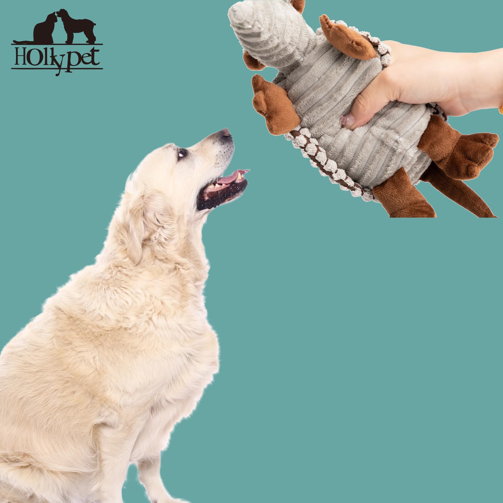 Hollypet Dog Toys, Plush Dog Toys, Squeaky Dog Toys, Stuffed Toys for Small Medium Large All Breed Sizes Dogs, Big Armadillo Ani