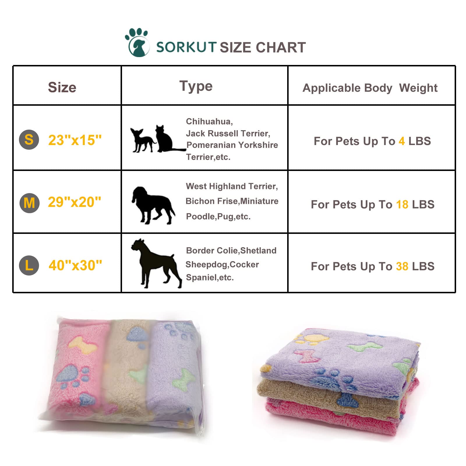 1 Pack 3 Puppy Blankets Super Soft Warm Sleep Mat Bone Print Cute Blanket Fluffy Premium Fleece Pet Blanket Flannel Throw Dog Blankets For Small Dogs Puppy Cat,Small(23'X15')
