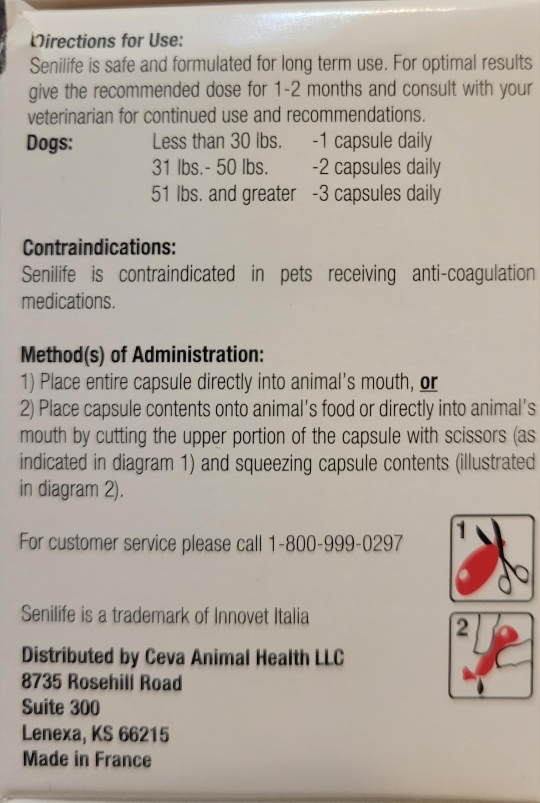 SEGMINISMART CEVA Animal Health D59010B Senilife Nutritional Supplement for Elderly Dogs- 30 capsules/ box