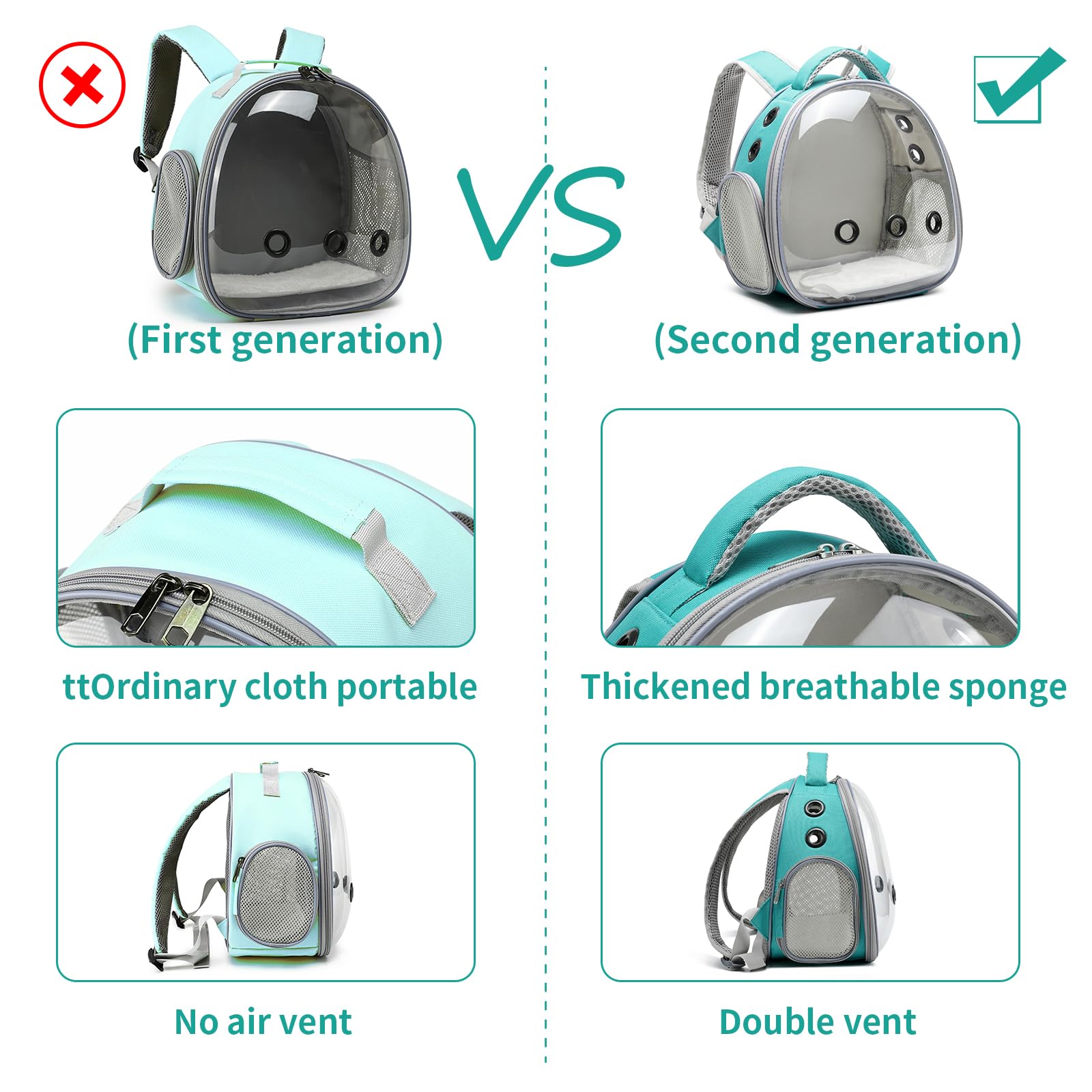 Ioview Portable Travel Pet Backpack Carrier Hamster Bag Guinea Pig Bird Small Dog Cat Turtle Rabbit Cage Rabbit Guinea Pig Squir