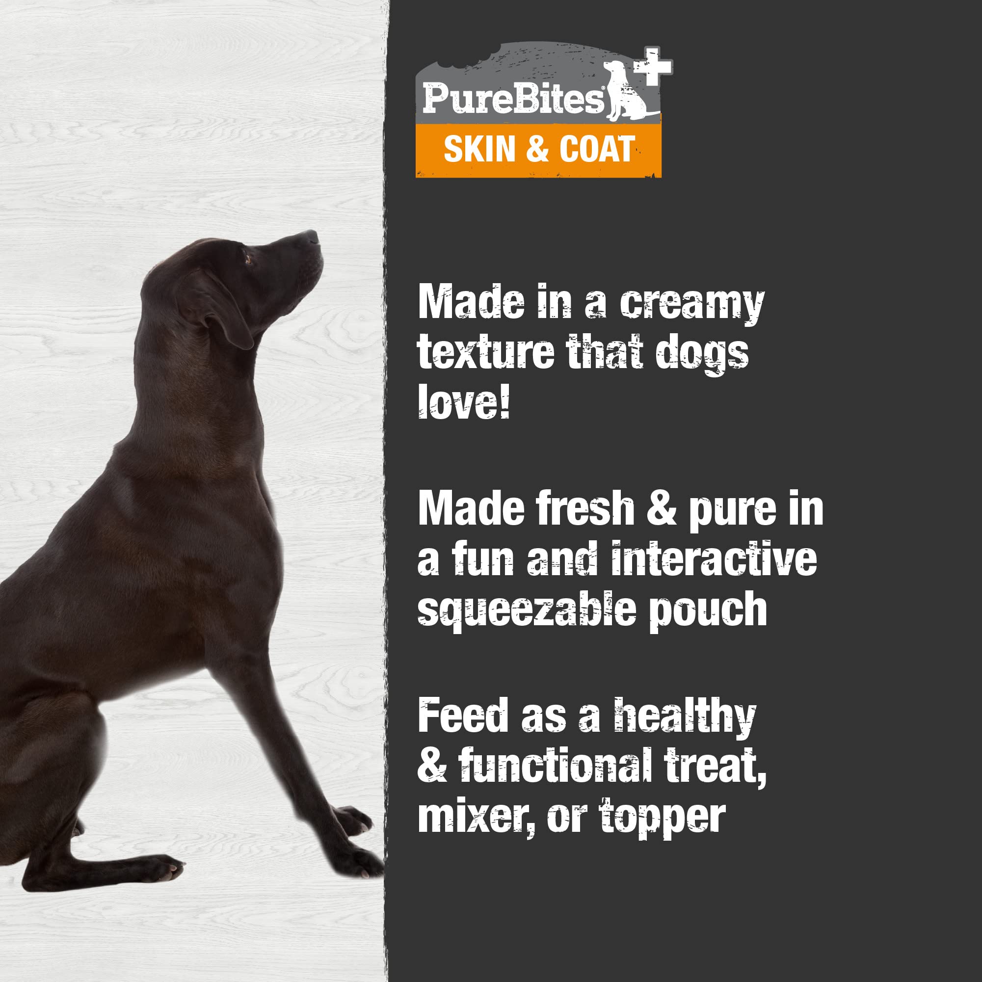 PureBites+ Skin & Coat Squeezables for Dogs, only 5 Ingredients, case of 15