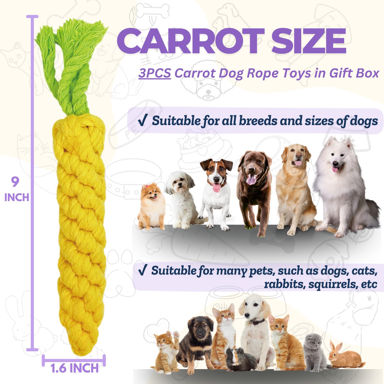 Autumnnest 3Pcs Yellow Woven Pet Chew Set, Puppy Teething Chews, Dog Chew Accessories, Cat Interactive Chews, Durable Braided Ch