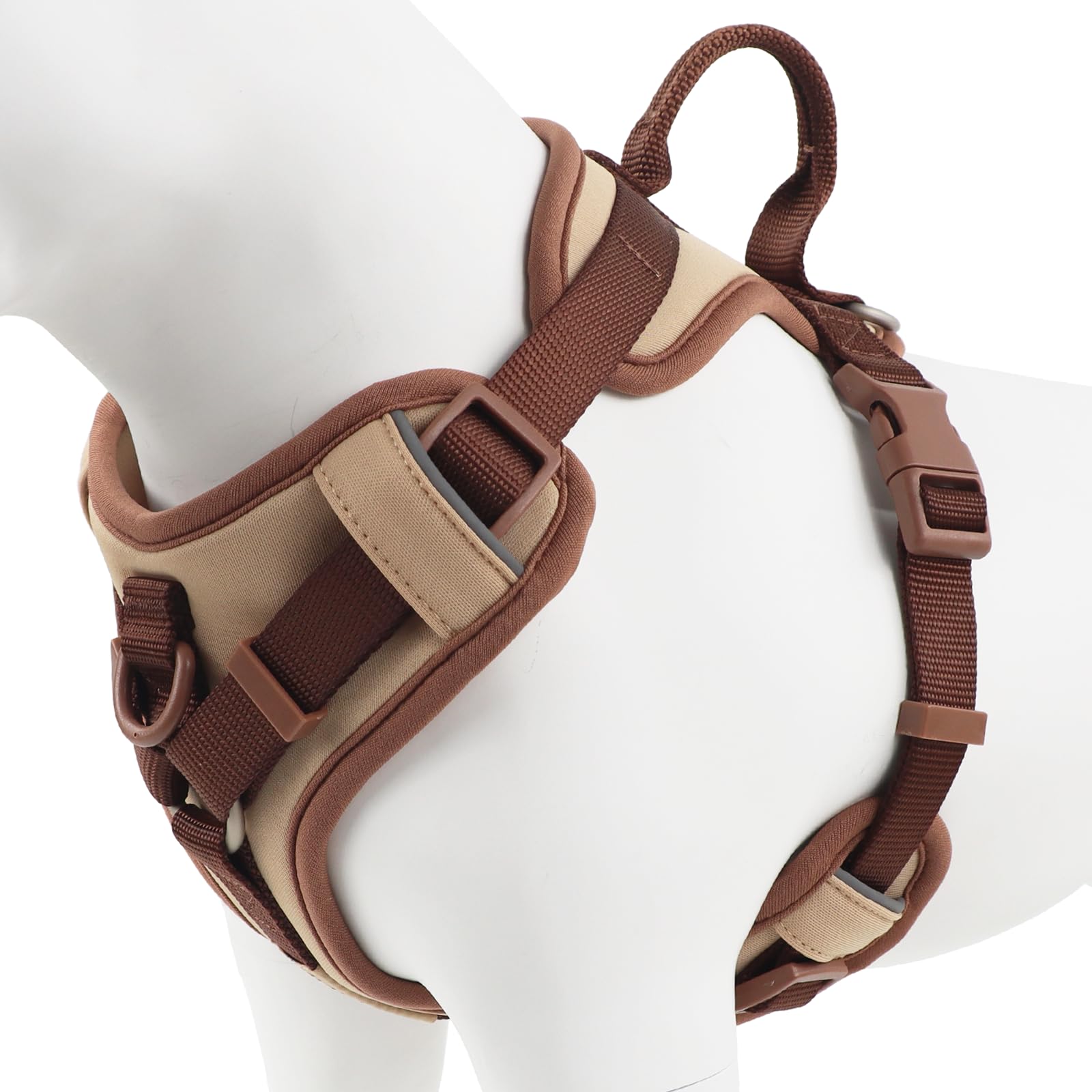 Wolfone No Pull Dog Harness Adjustable Soft Padded Pet Vest With Control Handle Adorable Daily Harness For Dogs(Cookie Chocolate