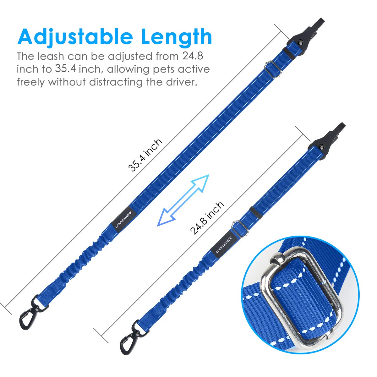 Urpower Upgraded Dog Seat Belt 3-In-1 Car Seatbelts 2 Pack Adjustable Pet Seat Belt For Vehicle Nylon Pet Safety Seat Belts Heav