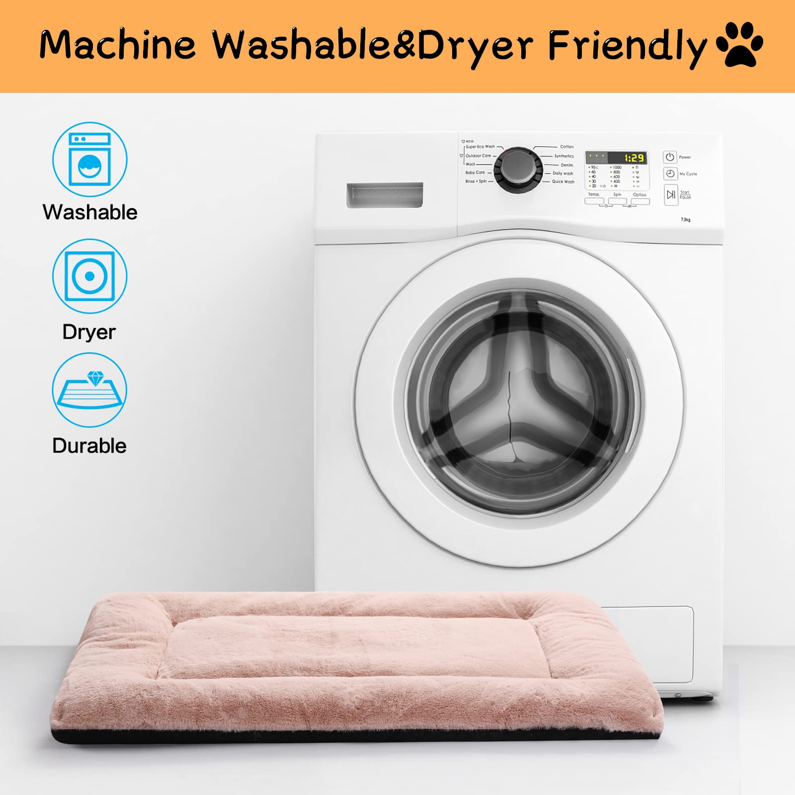 Dog Beds Crate Pad For Small Dogs Fit Metal Dog Crates,Ultra Soft Dog Crate Bed Washable & Anti-Slip Kennel Pad For Dogs Cozy Sleeping Mat,Pink 24Inch